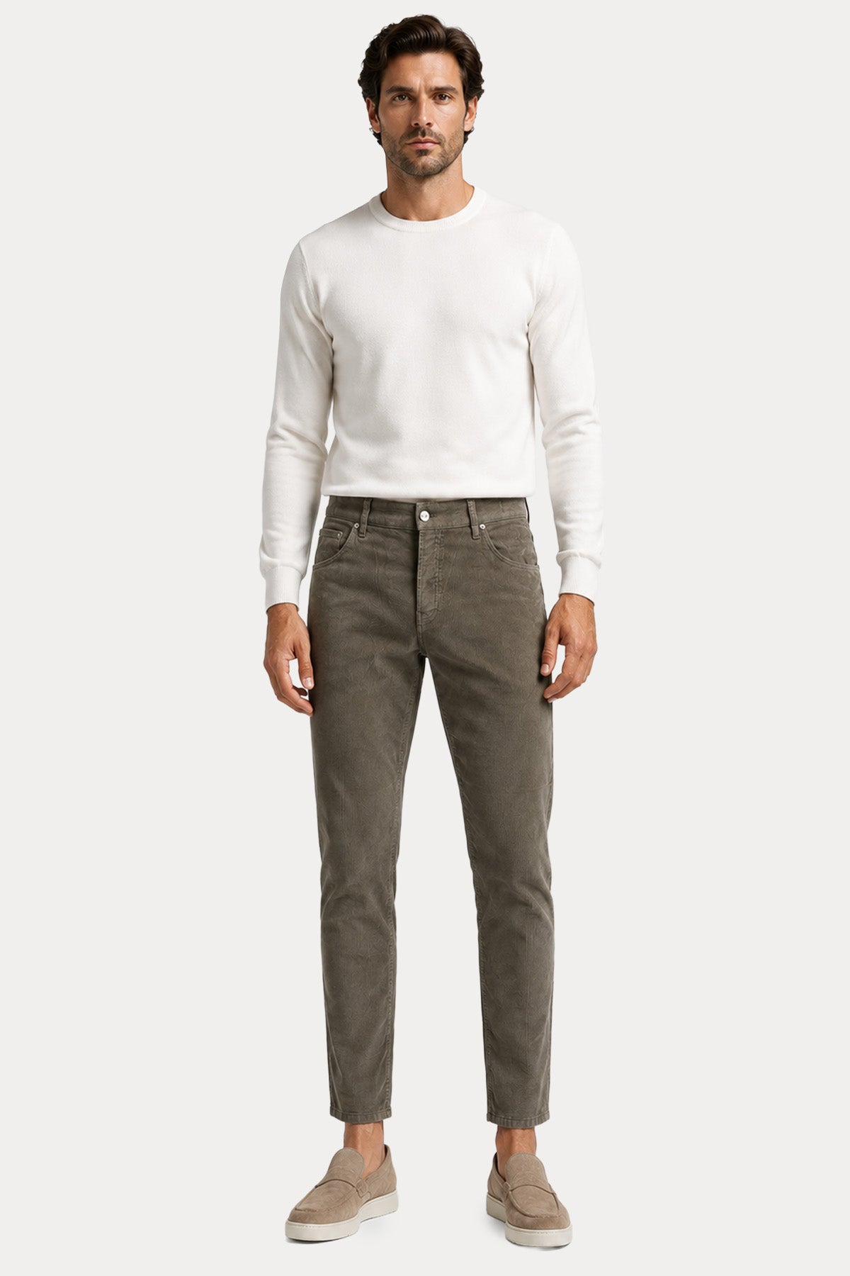Pantaloni Torino Tapered Fit Fitilli Kadife Pantolon