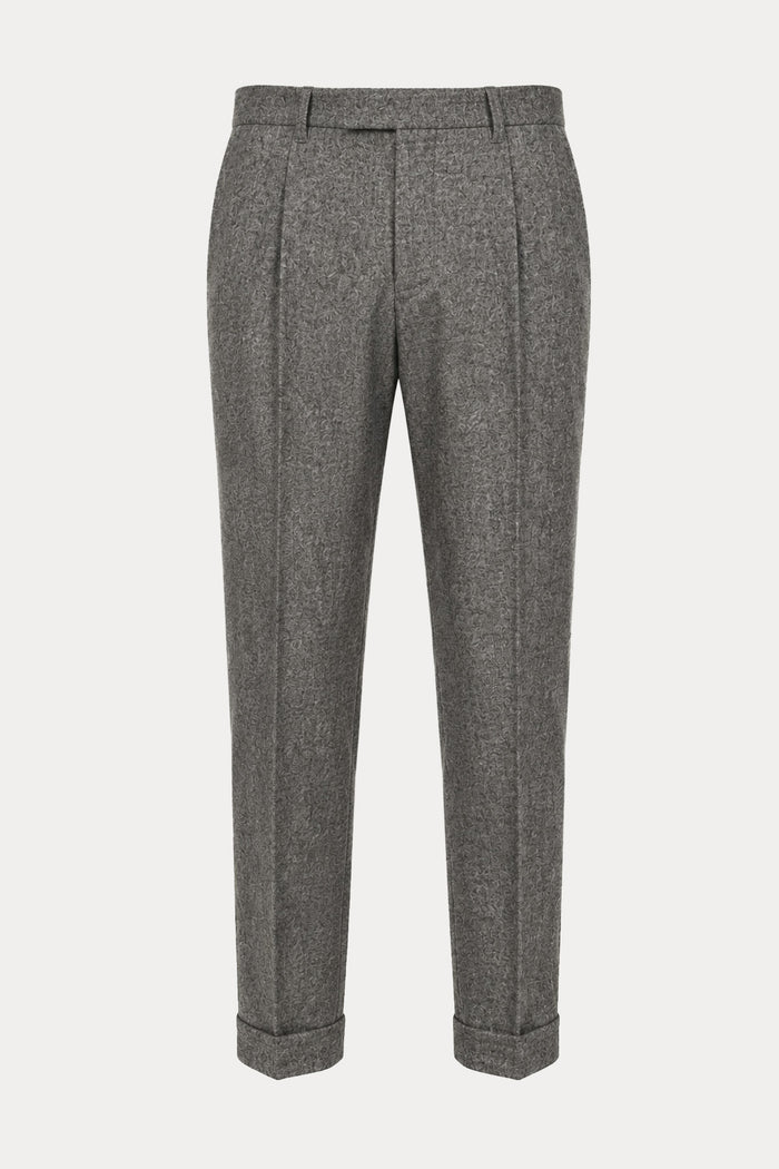 Pantaloni Torino Slim Fit Duble Paça Yandan Cepli Streç Kaşmir Yün Pantolon