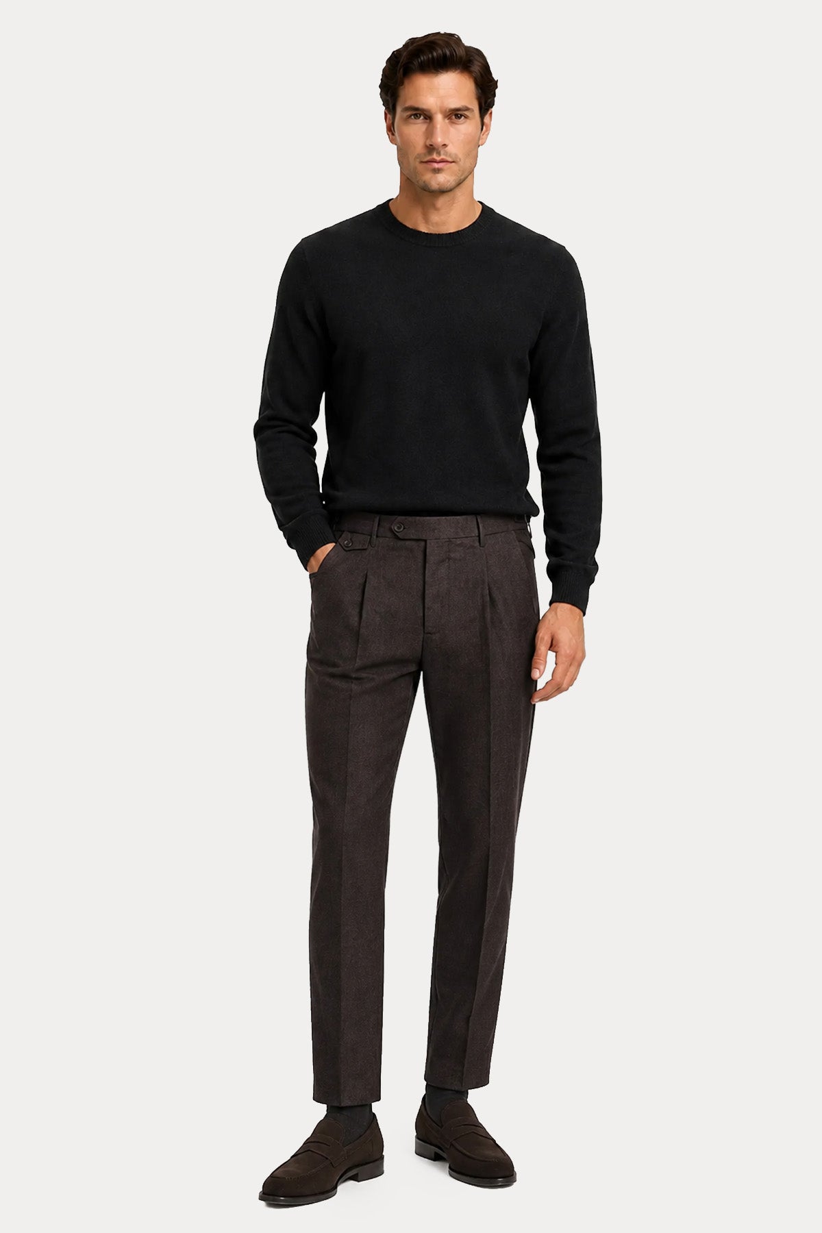 Pantaloni Torino Gentleman Fit Tek Pile Yün Pantolon