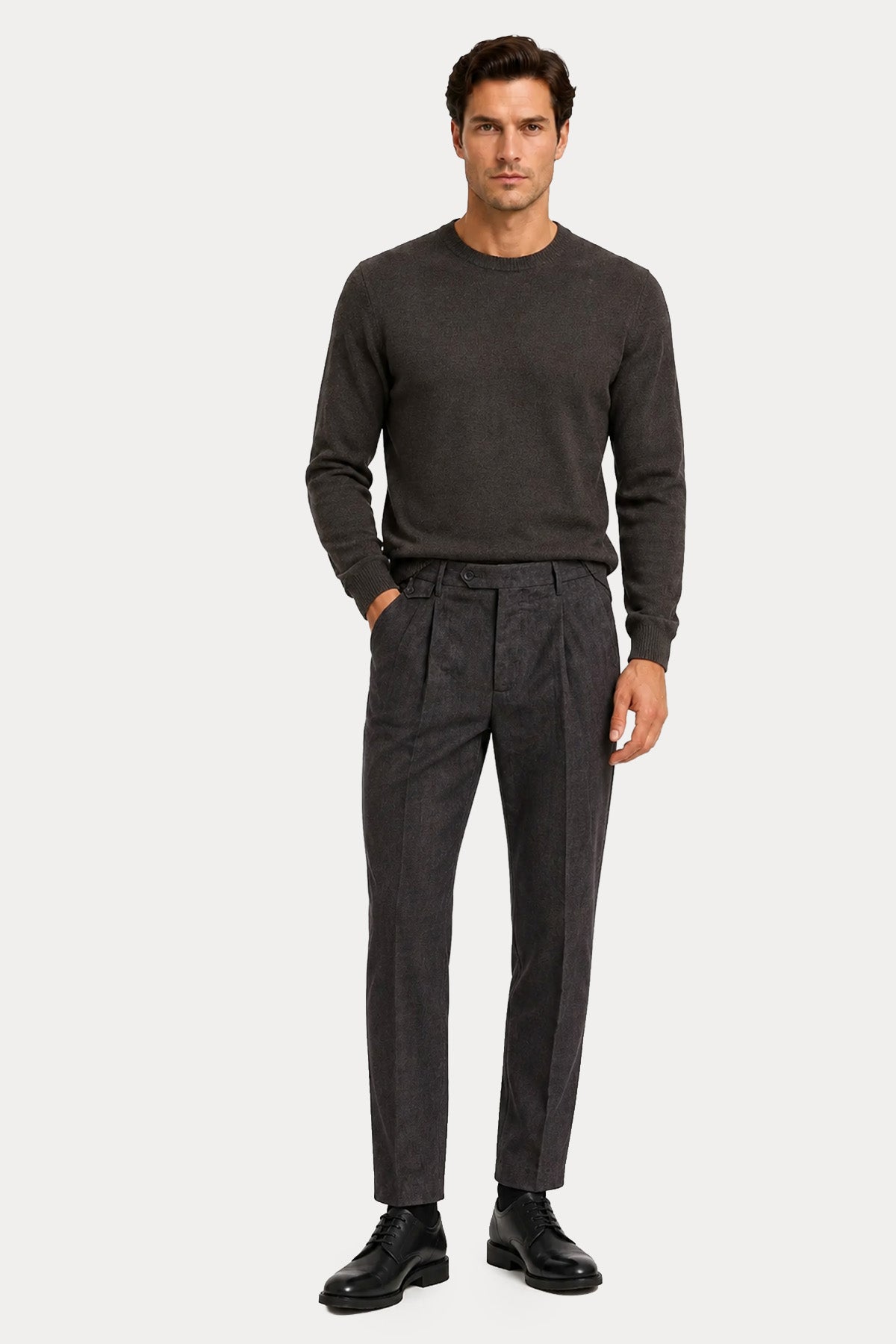 Pantaloni Torino Gentleman Fit Tek Pile Yün Pantolon