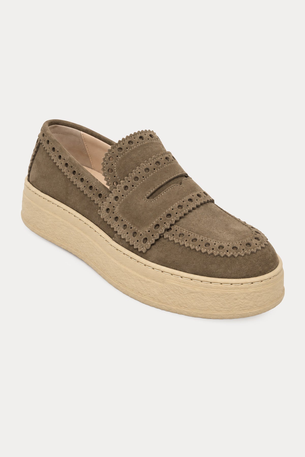 Agl Brogue Detaylı Süet Loafer Ayakkabı