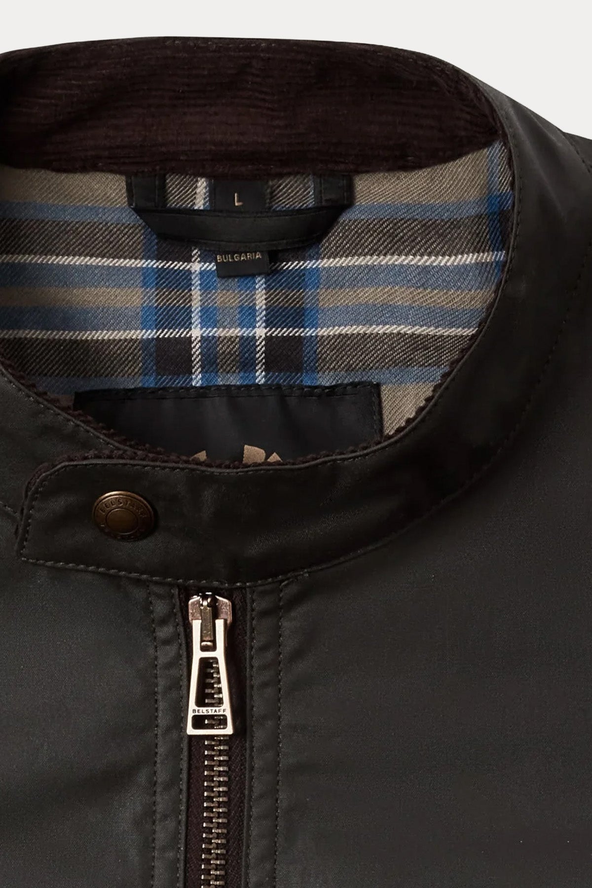 Belstaff Slim Fit Dik Yaka Mumlu Kumaş Cafe Racer Ceket