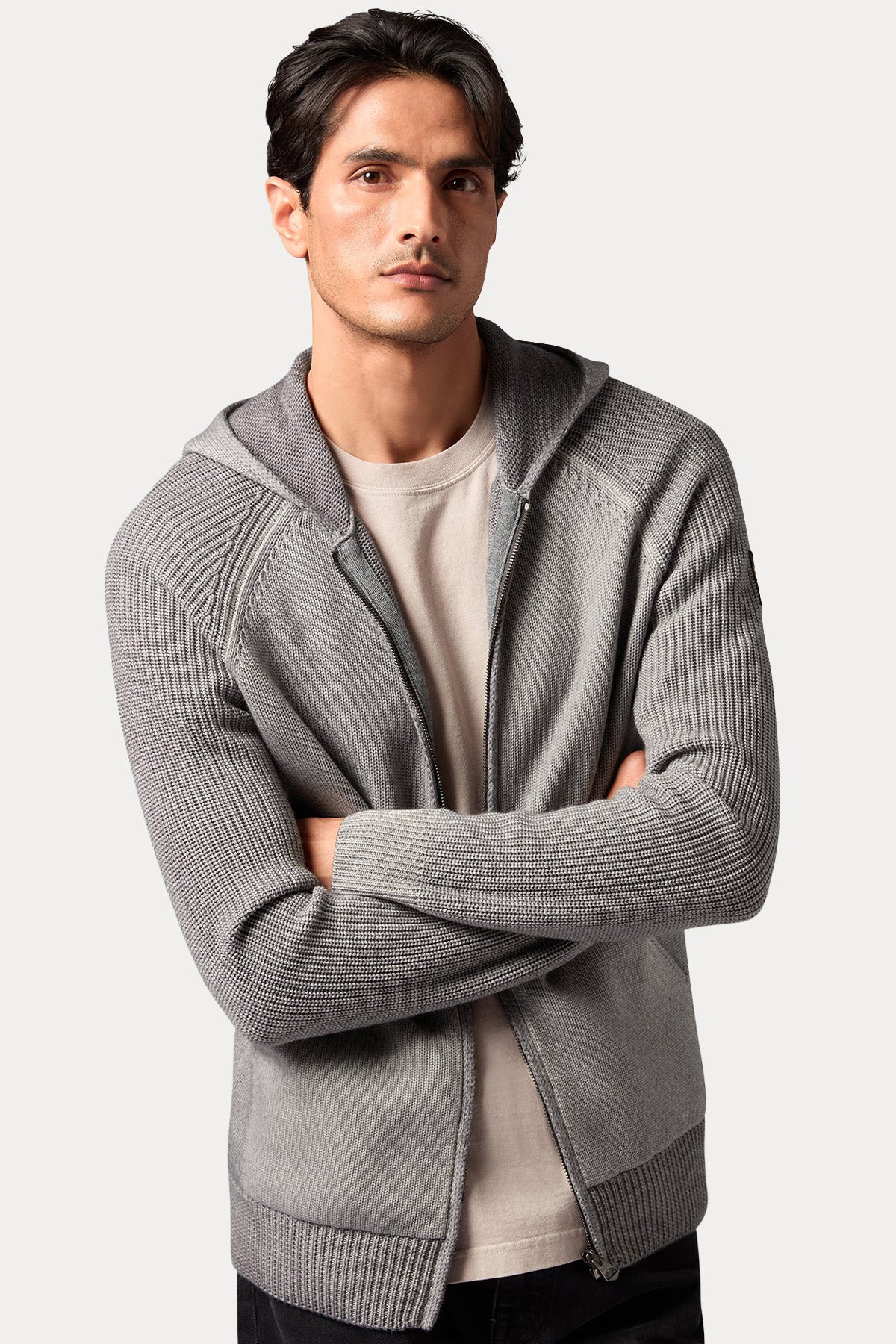 Belstaff Regular Fit Kapüşonlu Örgü Yün Triko Ceket