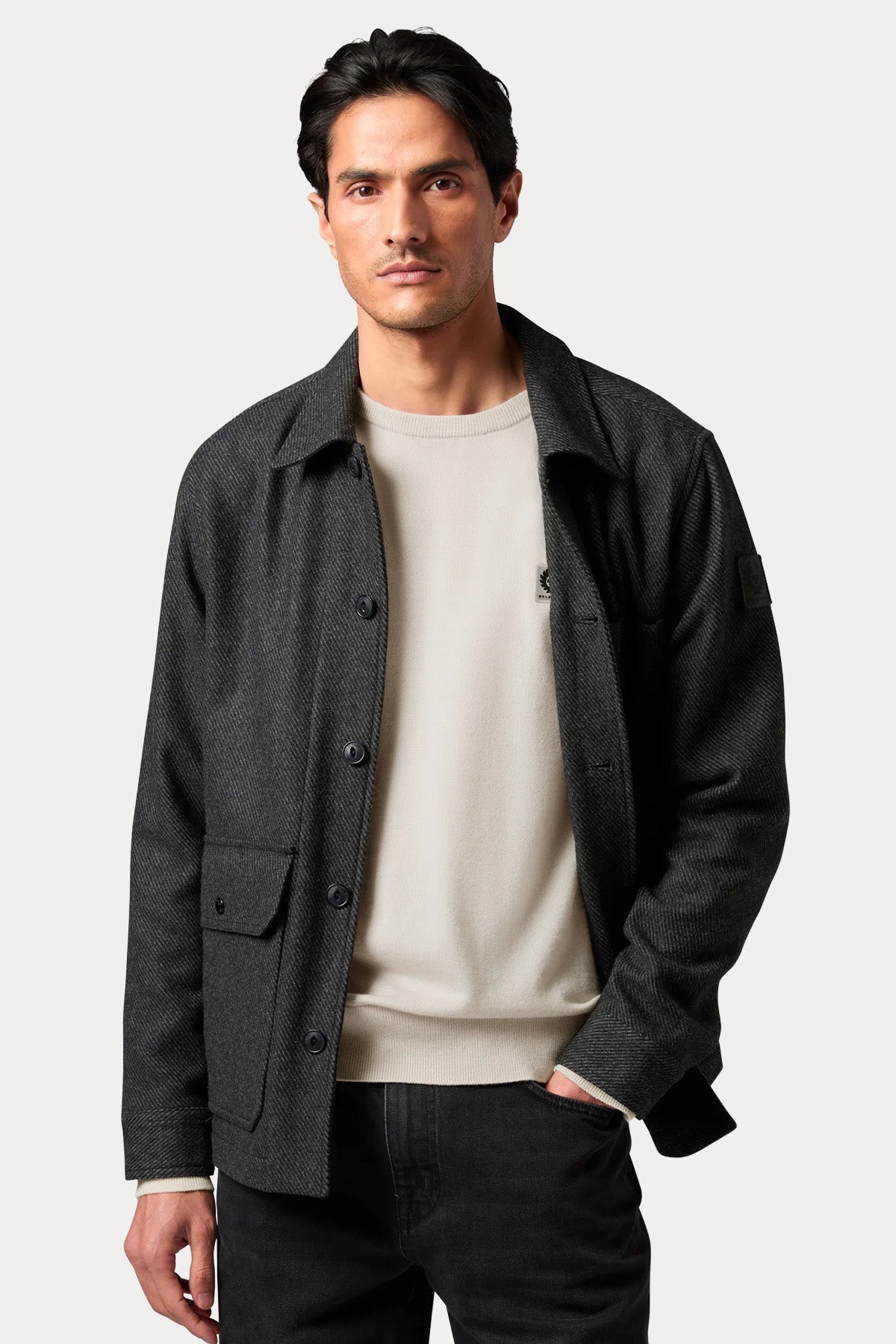 Belstaff Regular Fit Yuvarlak Yaka İnce Örgü Yün Triko
