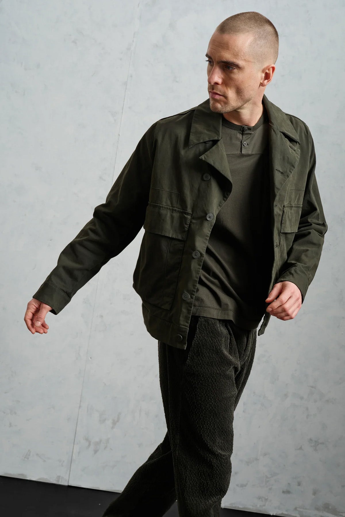 Transit Loose Fit Spor Cepli Streç Ceket