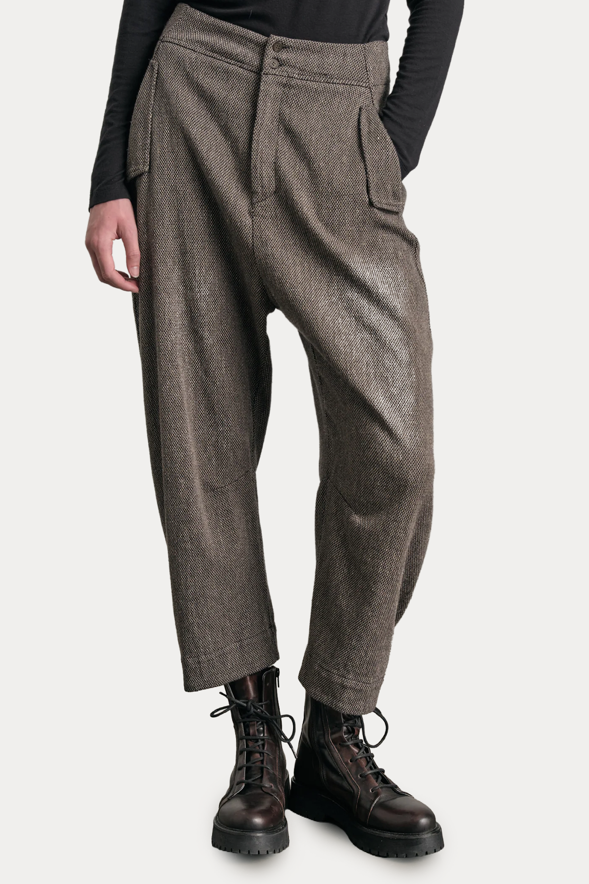 Transit Relaxed Fit Yandan Cepli Yün Keten Pantolon