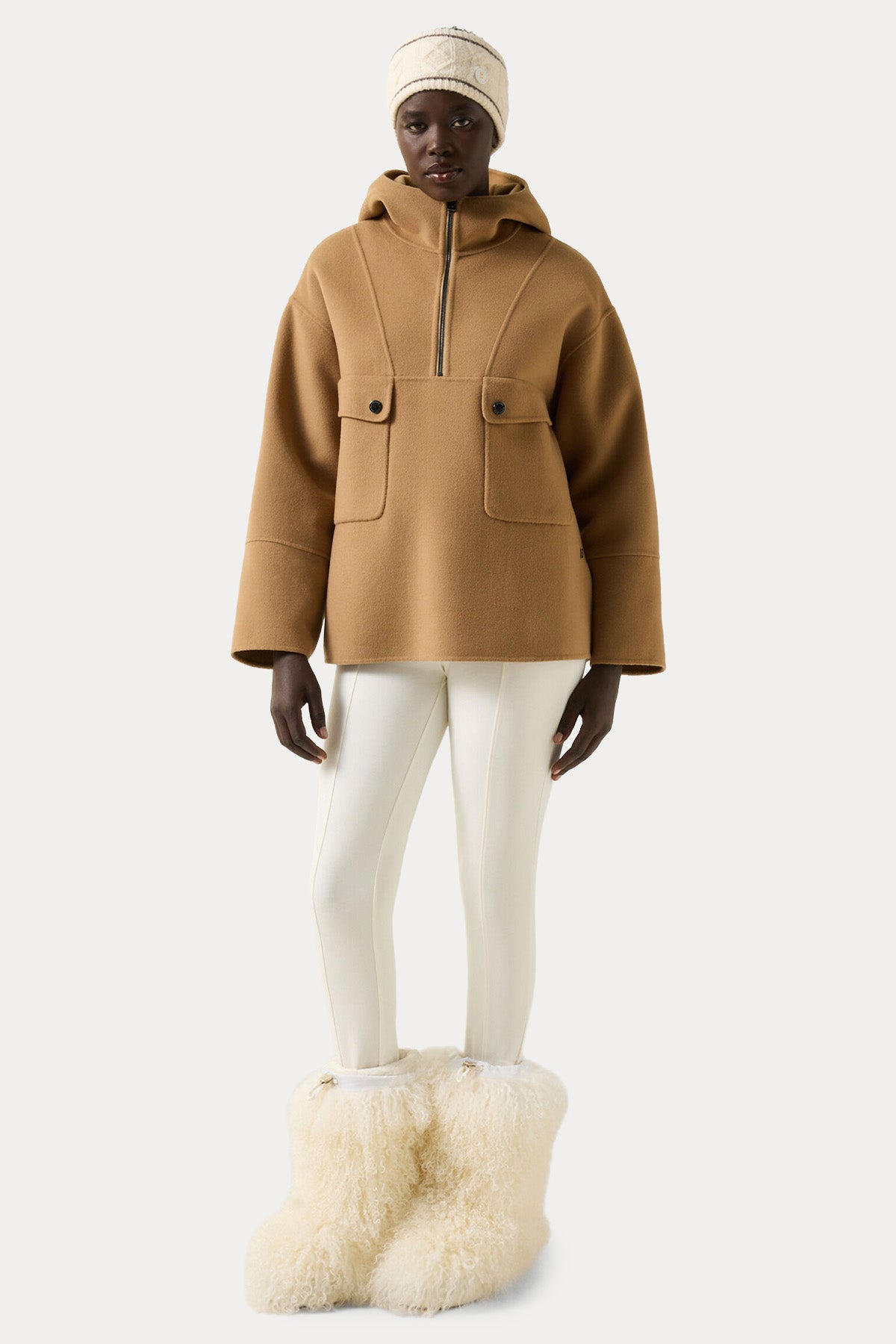 Bogner Trixie Relaxed Fit Yarım Fermuarlı Kapüşonlu Yün Triko