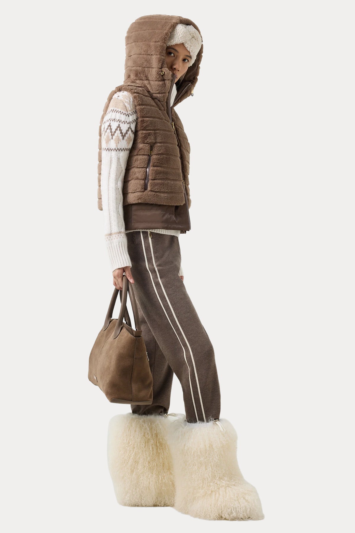 Bogner Manda Kapüşonlu Puffer Peluş Yelek