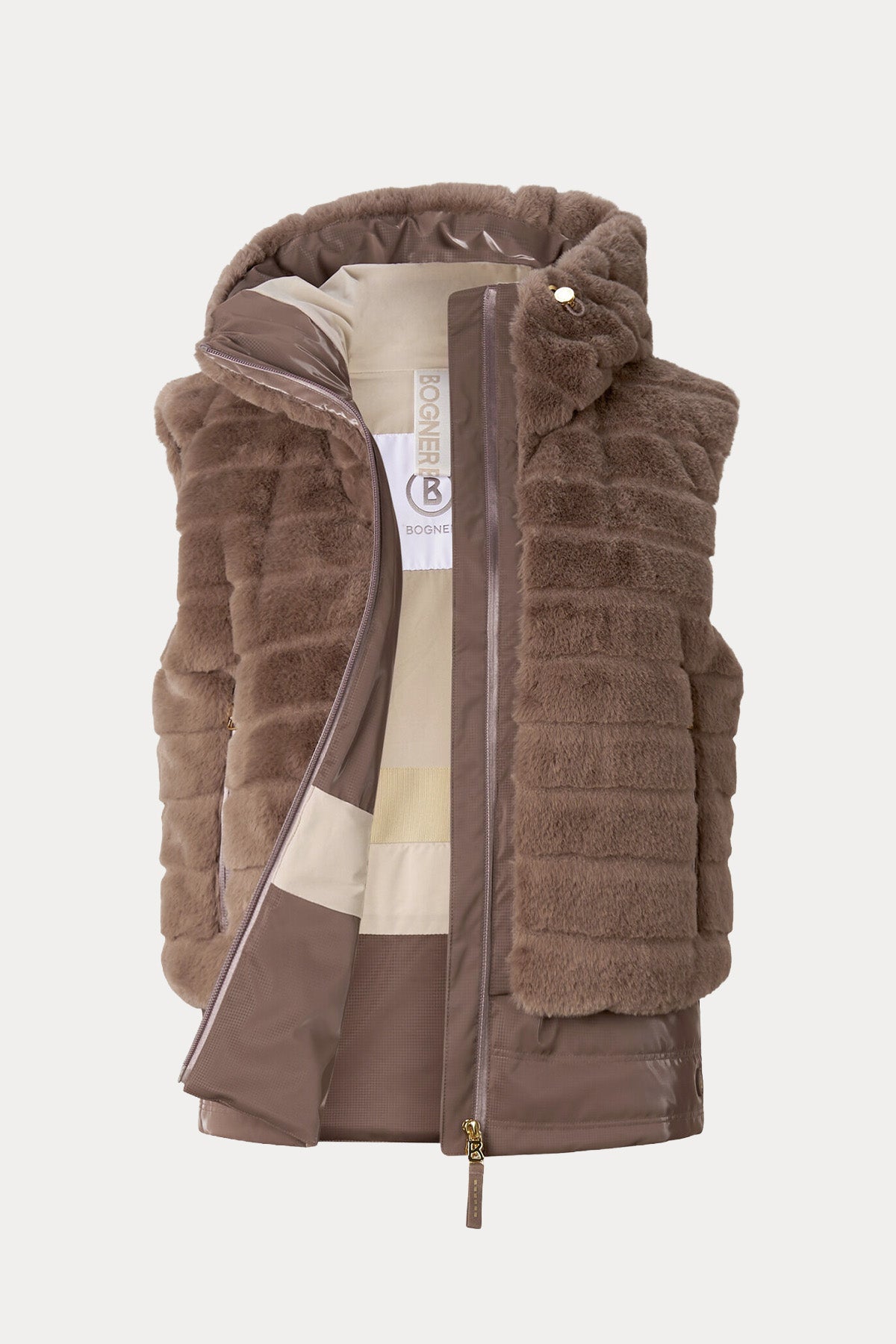 Bogner Manda Kapüşonlu Puffer Peluş Yelek