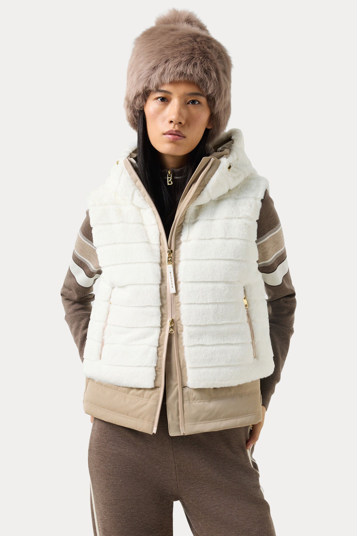 Bogner Manda Kapüşonlu Puffer Peluş Yelek