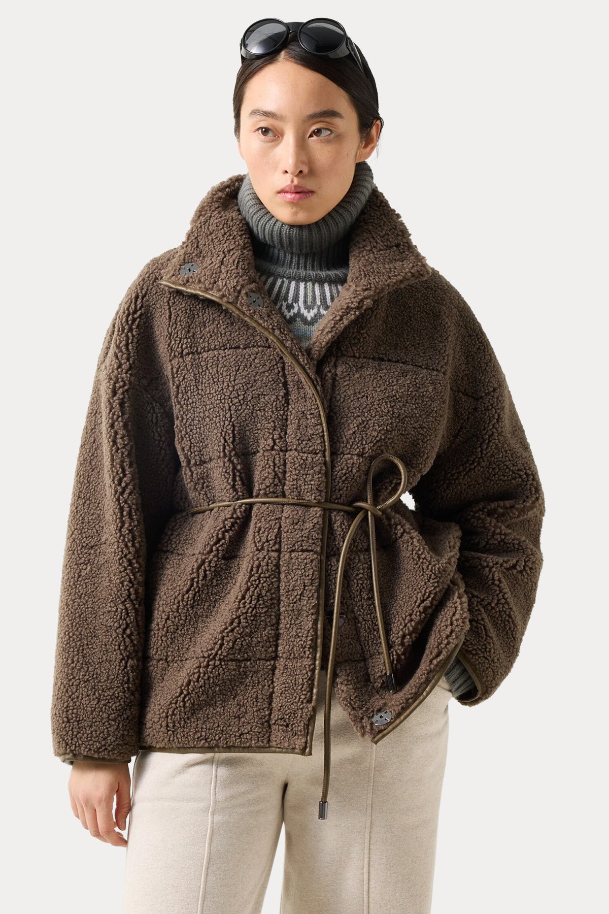 Bogner Kimberly Loose Fit Dik Yaka Peluş Ceket