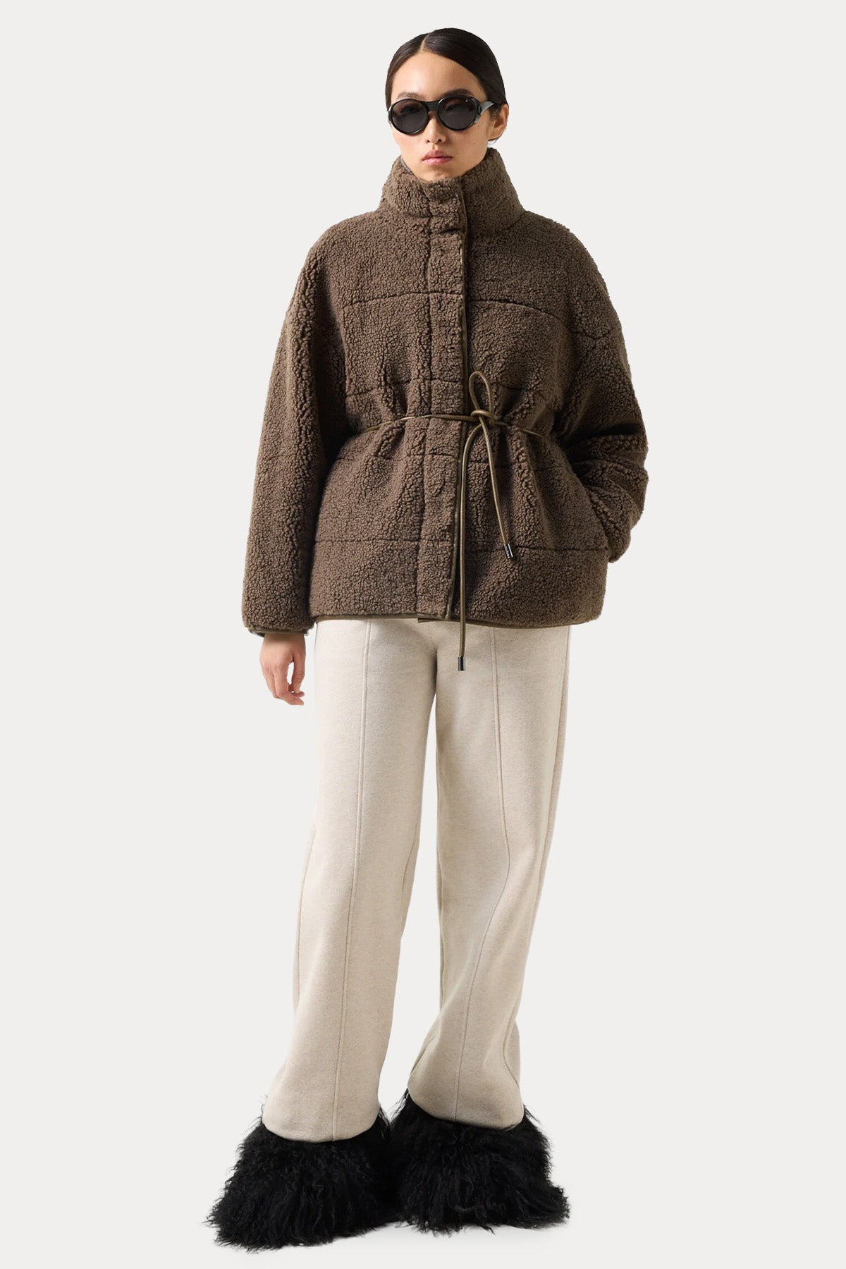 Bogner Kimberly Loose Fit Dik Yaka Peluş Ceket