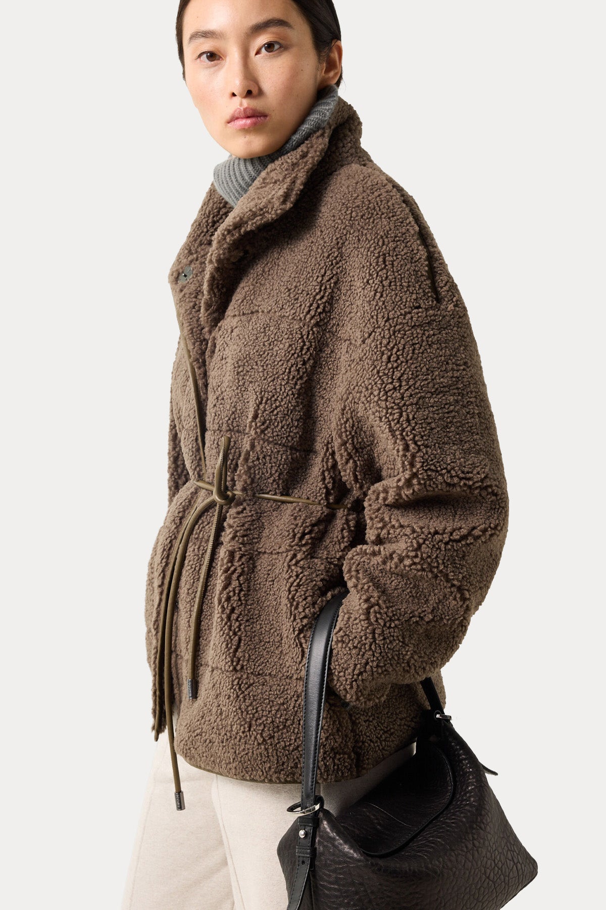 Bogner Kimberly Loose Fit Dik Yaka Peluş Ceket