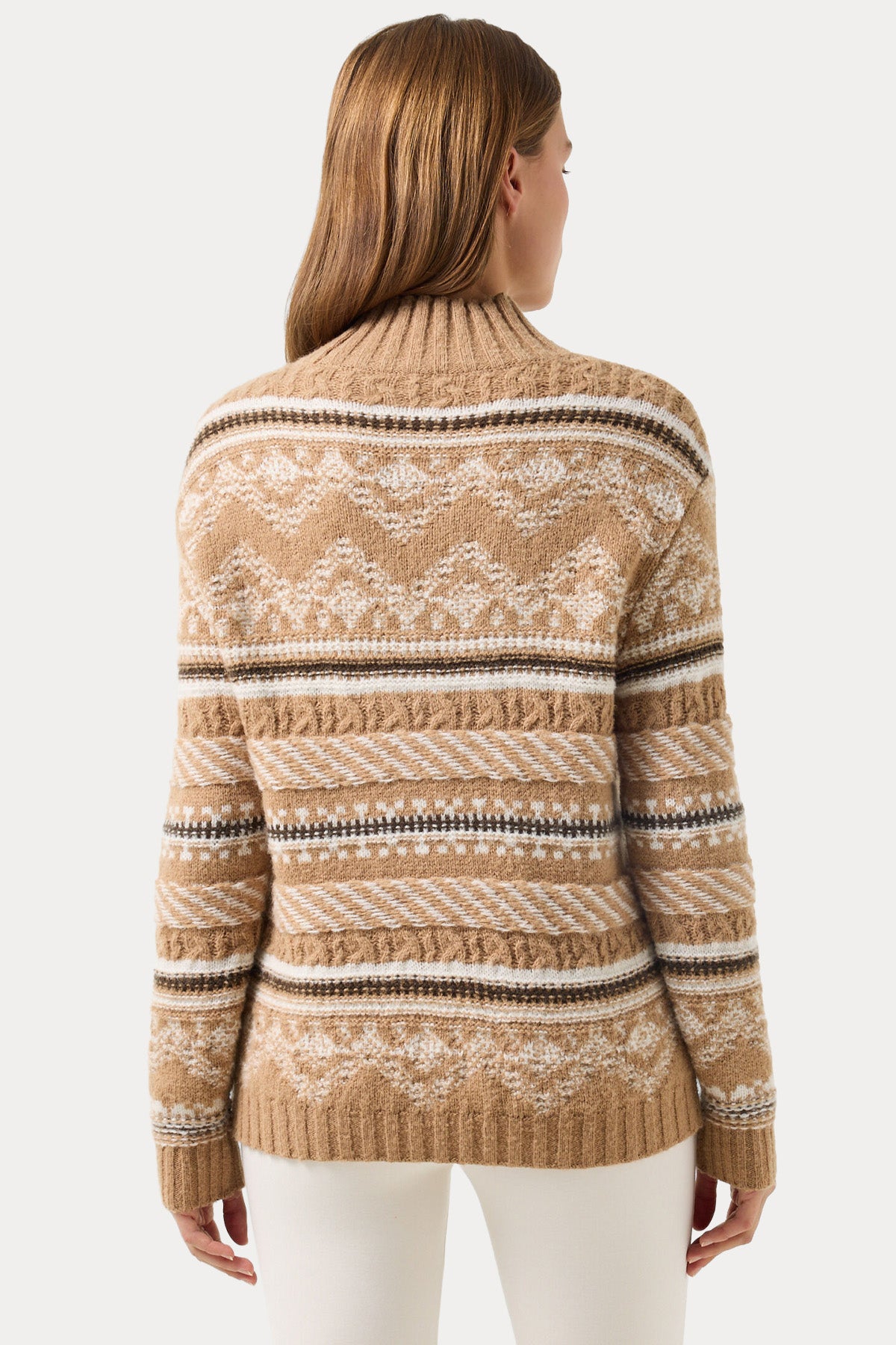 Bogner Rosa Fair Isle Desenli Yarım Balıkçı Yaka Kaşmir Örgü Yün Triko