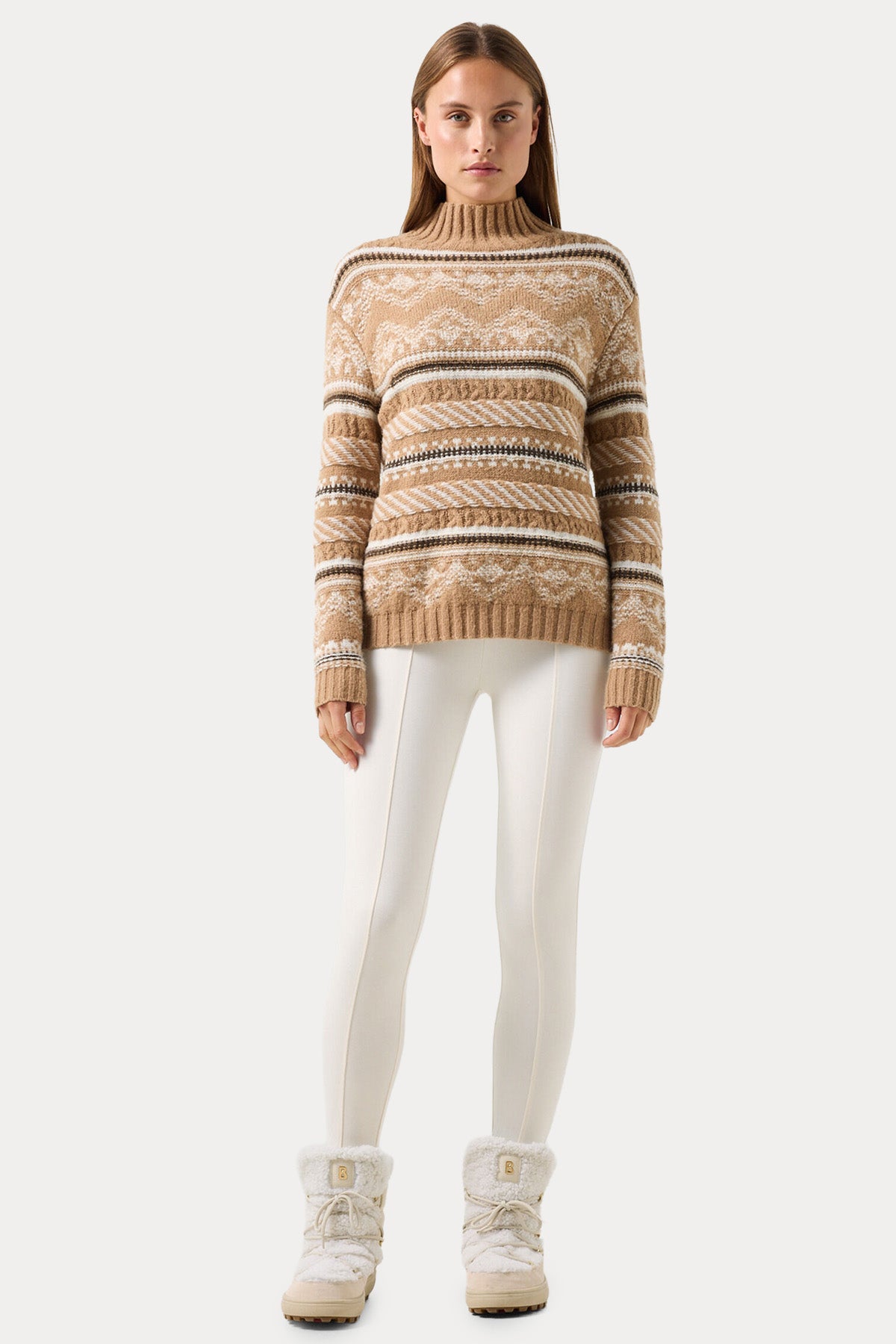 Bogner Rosa Fair Isle Desenli Yarım Balıkçı Yaka Kaşmir Örgü Yün Triko