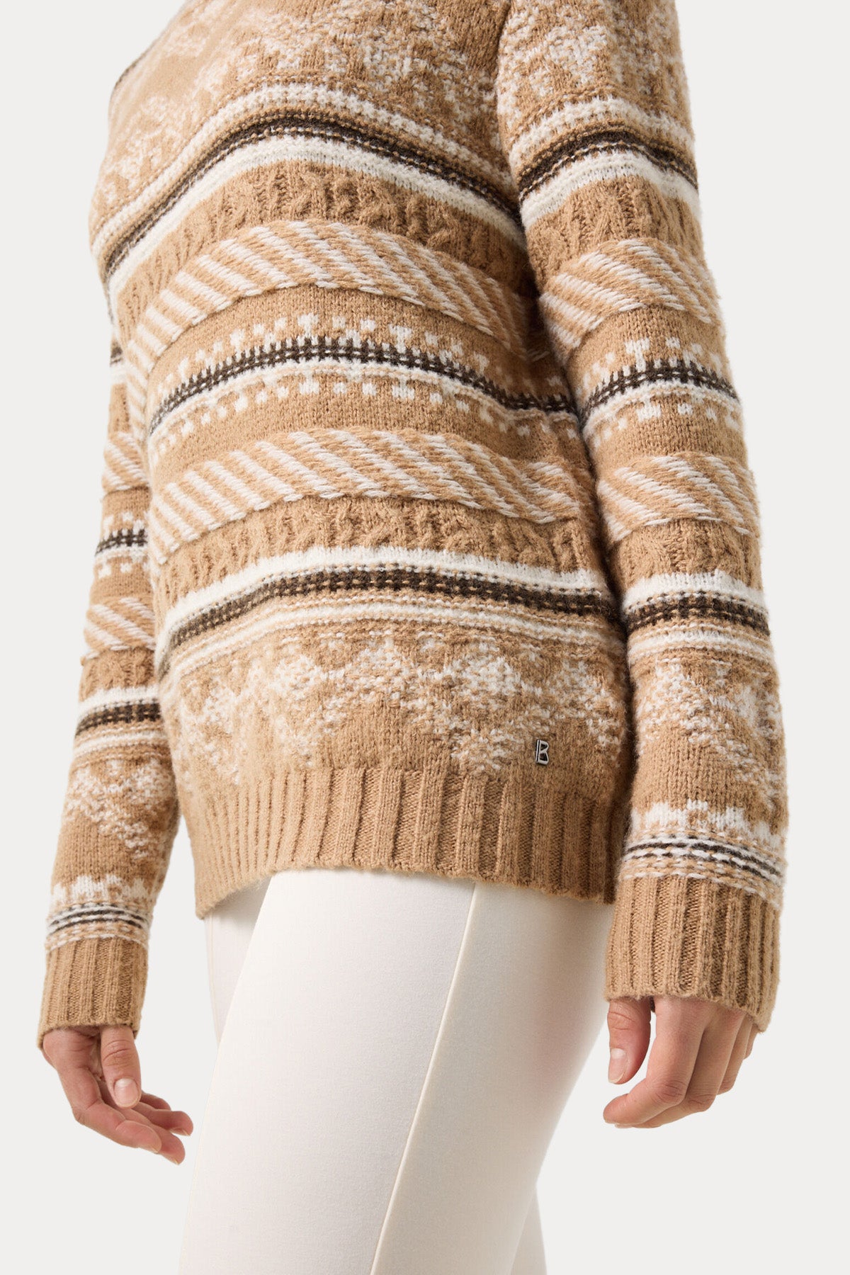 Bogner Rosa Fair Isle Desenli Yarım Balıkçı Yaka Kaşmir Örgü Yün Triko