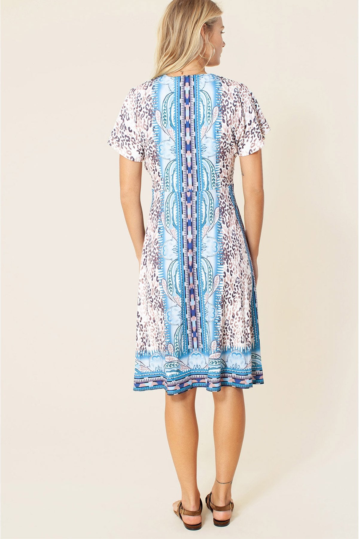 Hale Bob V Yaka Midi Elbise-Libas Trendy Fashion Store