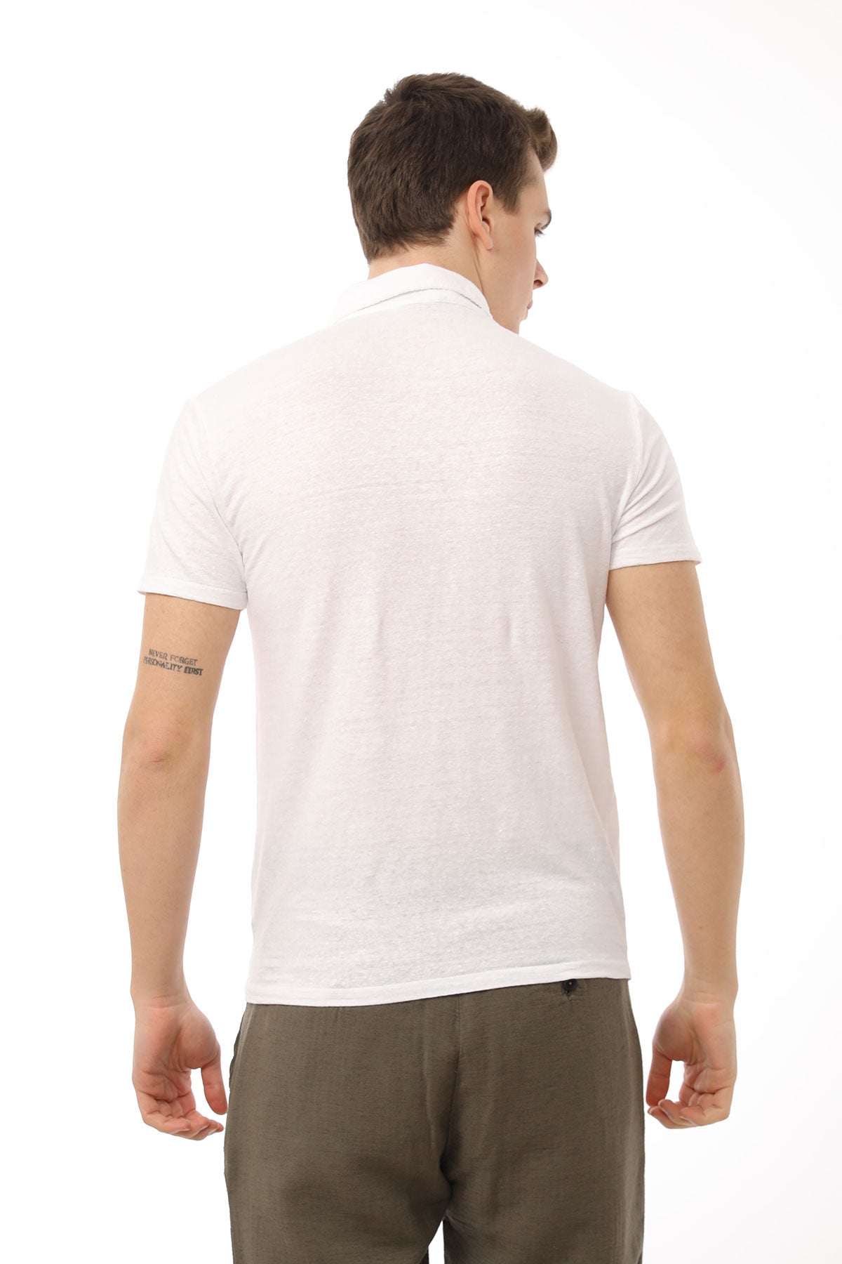 Manifattura Stretch Keten Polo Yaka T-shirt-Libas Trendy Fashion Store