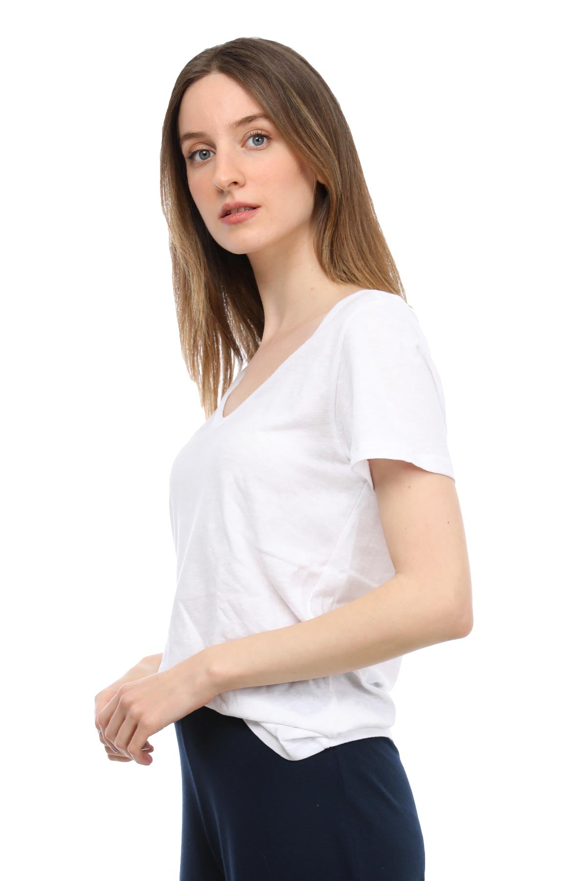 Tru V Yakalı T-shirt-Libas Trendy Fashion Store