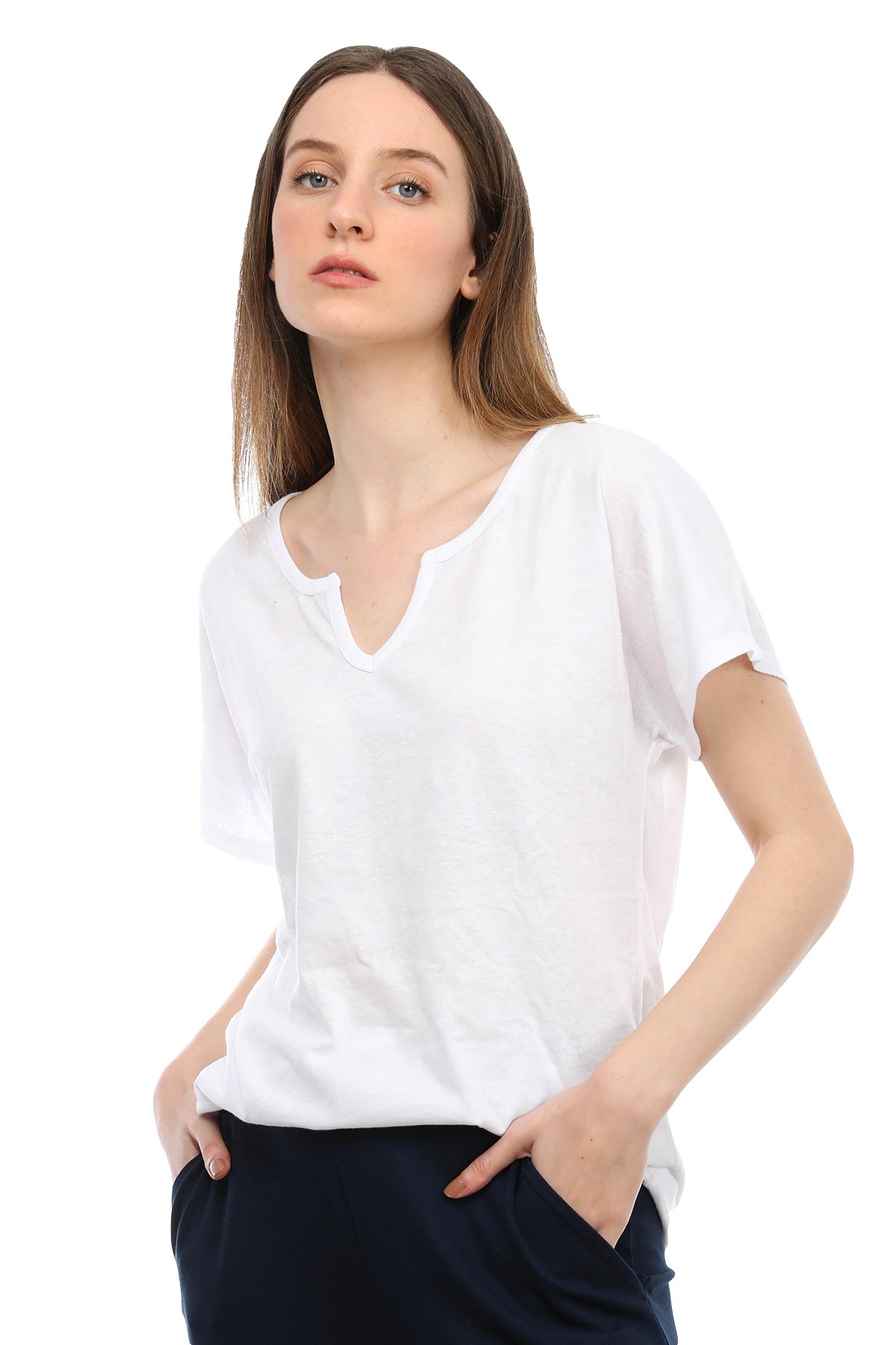 Tru Derin V Yakalı T-shirt-Libas Trendy Fashion Store