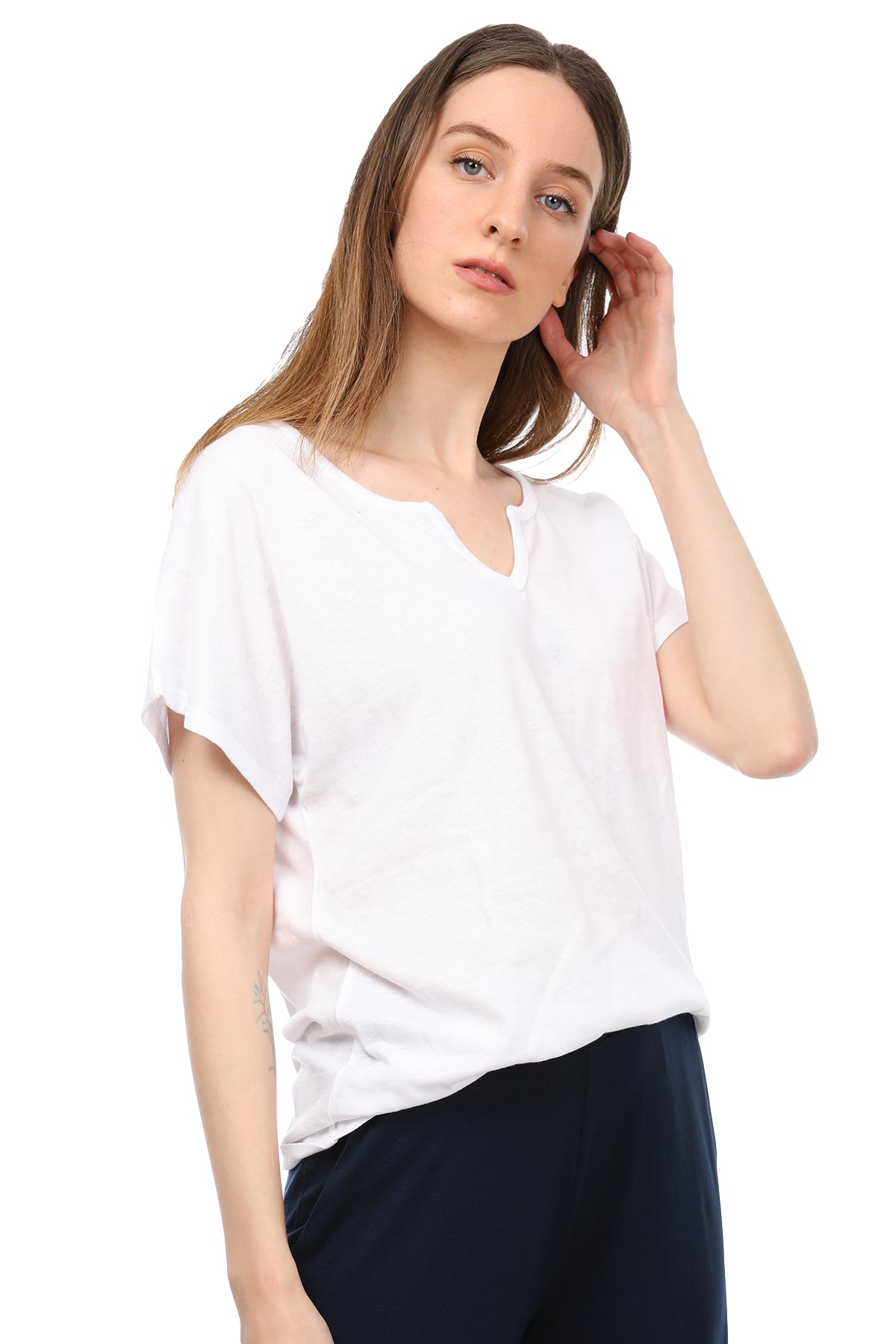 Tru Derin V Yakalı T-shirt-Libas Trendy Fashion Store