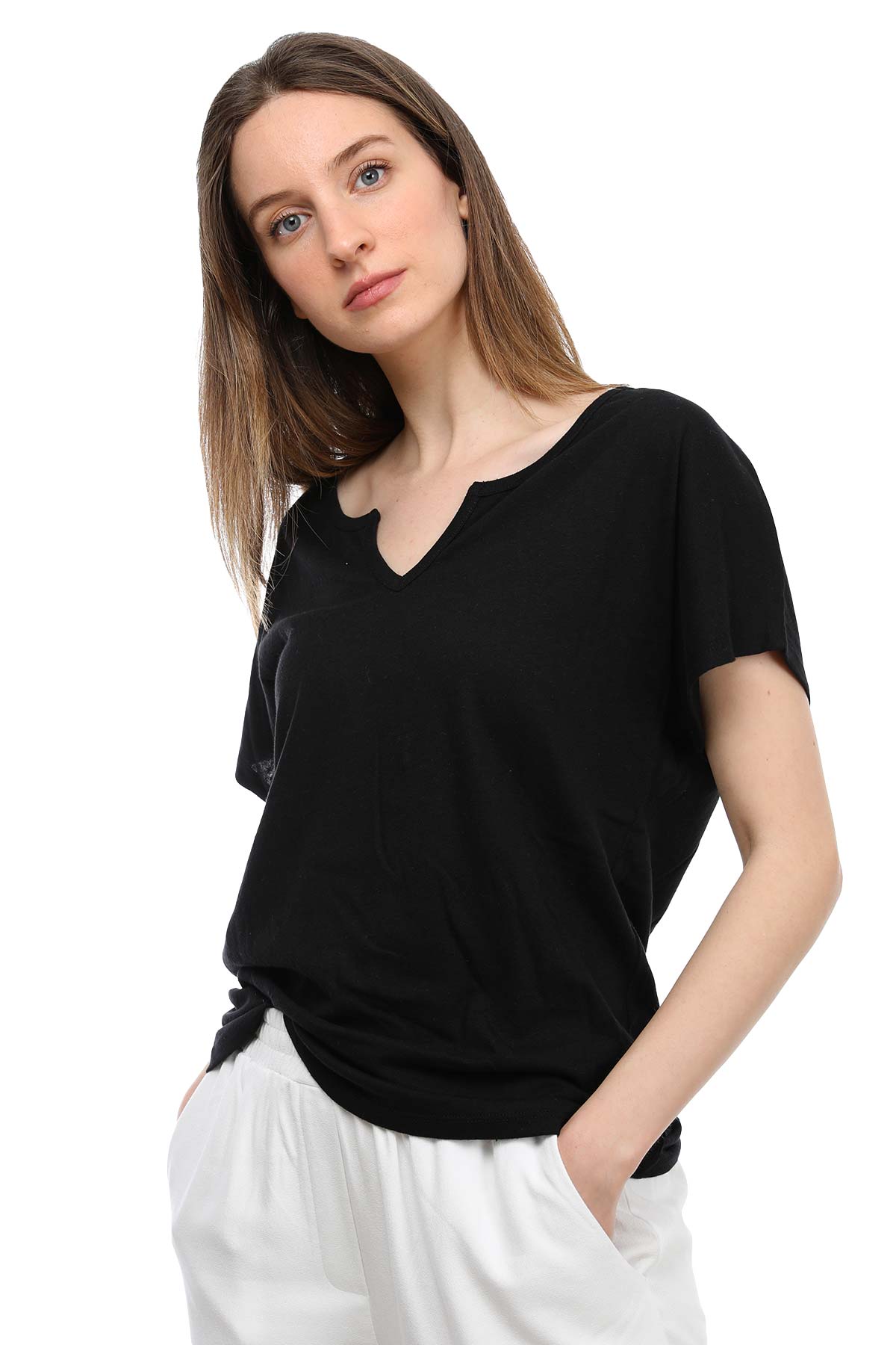Tru Derin V Yakalı T-shirt-Libas Trendy Fashion Store