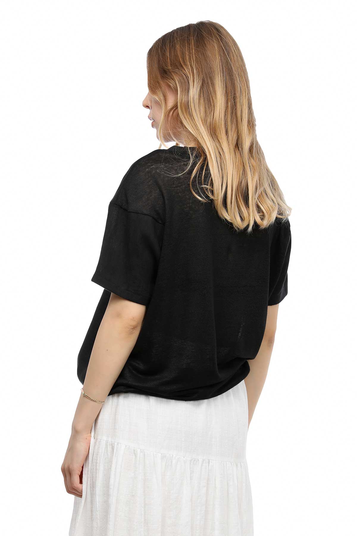 Alpha Studio Keten T-shirt-Libas Trendy Fashion Store