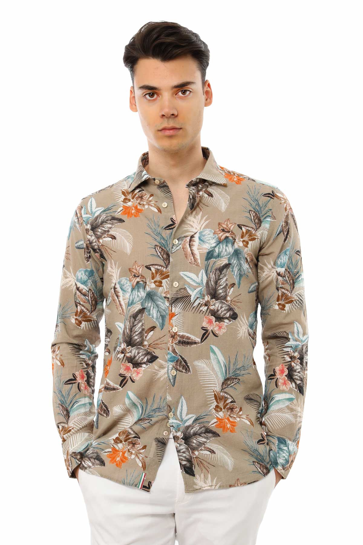 Tintoria Mattei Slim Fit Çiçek Desenli Gömlek-Libas Trendy Fashion Store