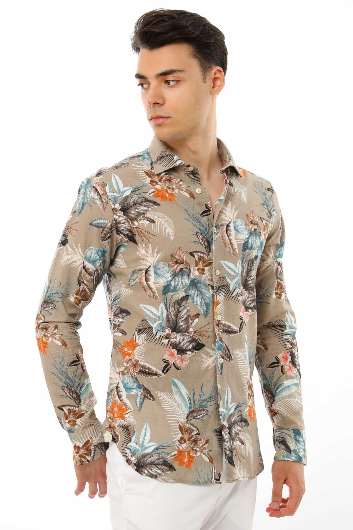 Tintoria Mattei Slim Fit Çiçek Desenli Gömlek-Libas Trendy Fashion Store