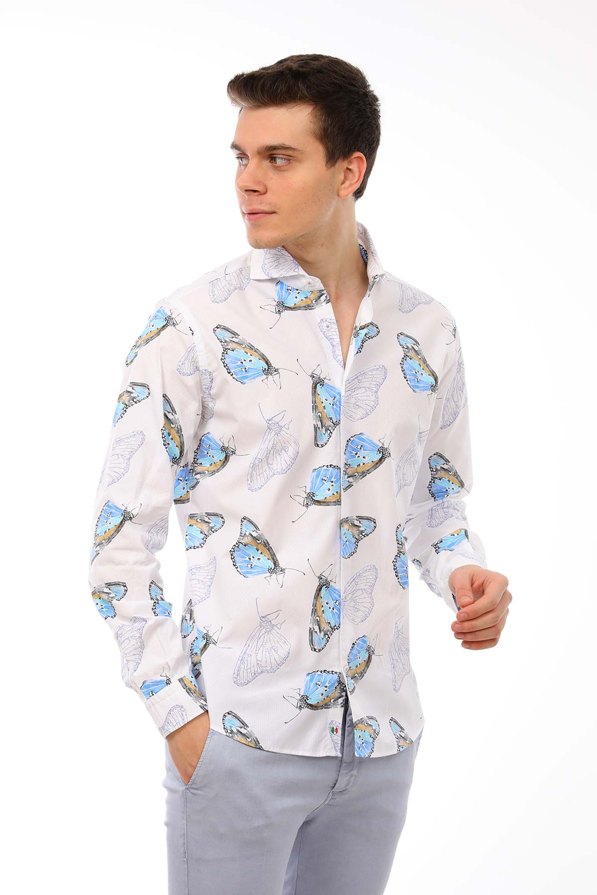 Poggianti Kelebek Desenli Gömlek-Libas Trendy Fashion Store