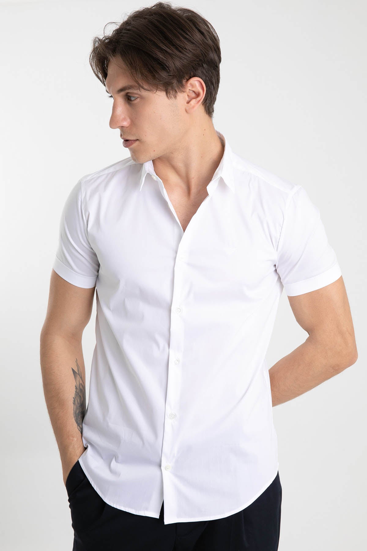Emporio Armani Slim Fit Kısa Kollu Logolu Gömlek-Libas Trendy Fashion Store
