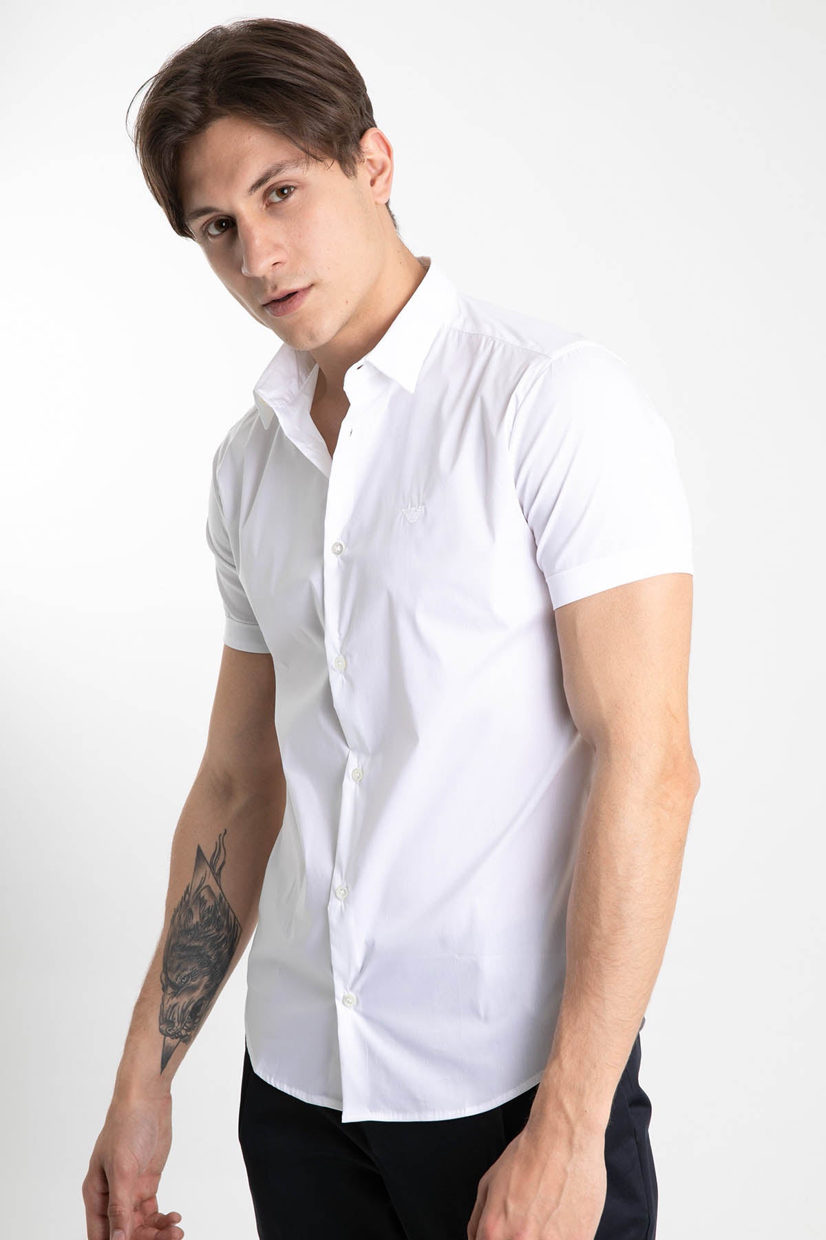 Emporio Armani Slim Fit Kısa Kollu Logolu Gömlek-Libas Trendy Fashion Store