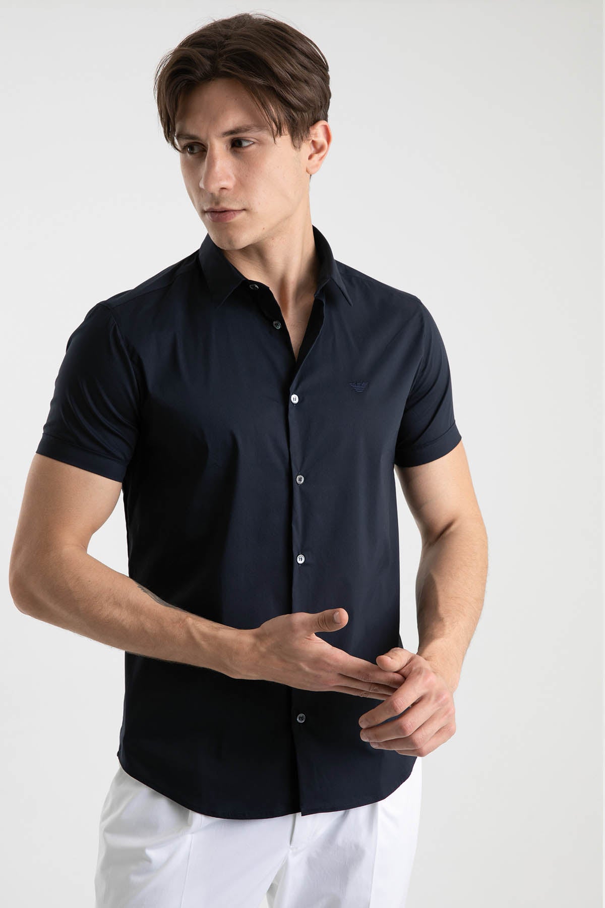 Emporio Armani Slim Fit Kısa Kollu Logolu Gömlek-Libas Trendy Fashion Store