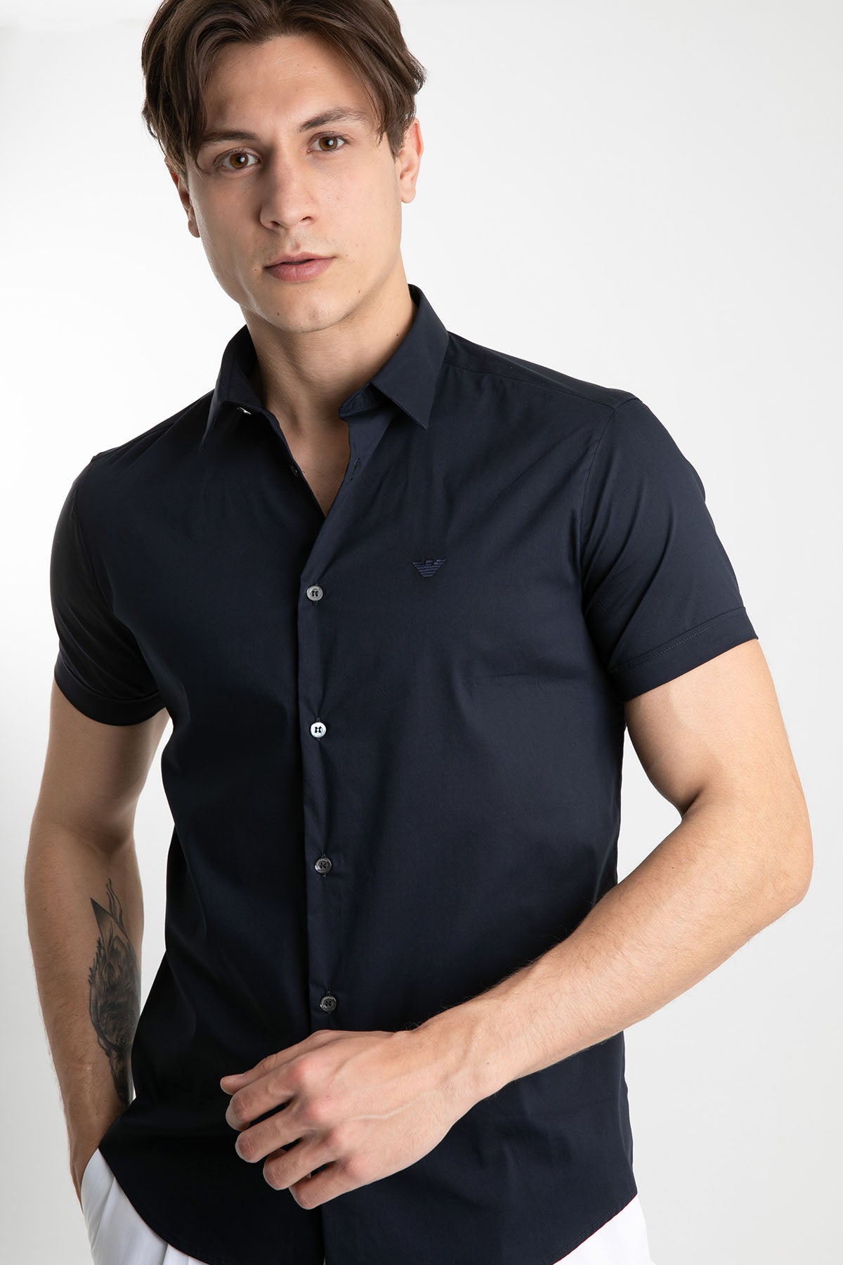 Emporio Armani Slim Fit Kısa Kollu Logolu Gömlek-Libas Trendy Fashion Store