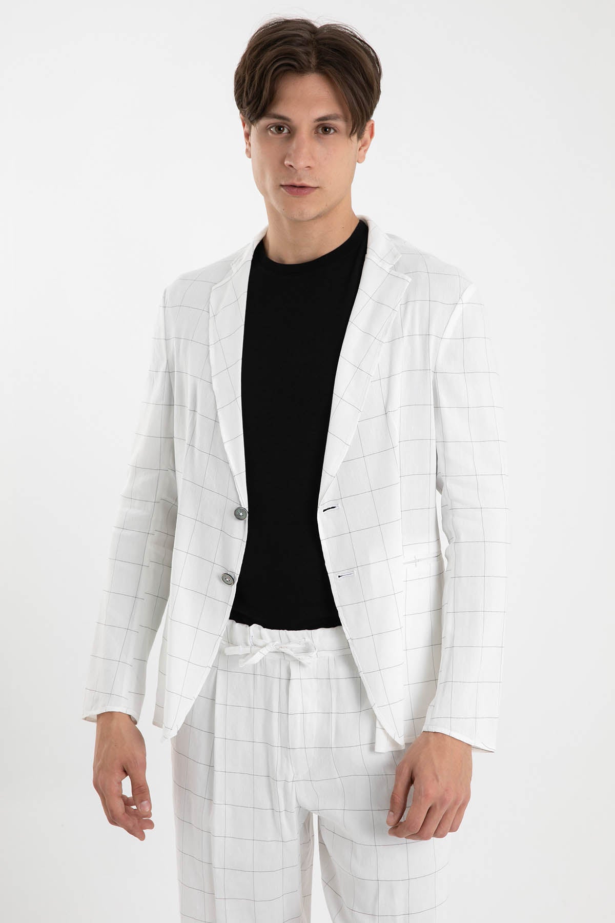 Emporio Armani Slim Fit Astarsız Kareli Ceket-Libas Trendy Fashion Store