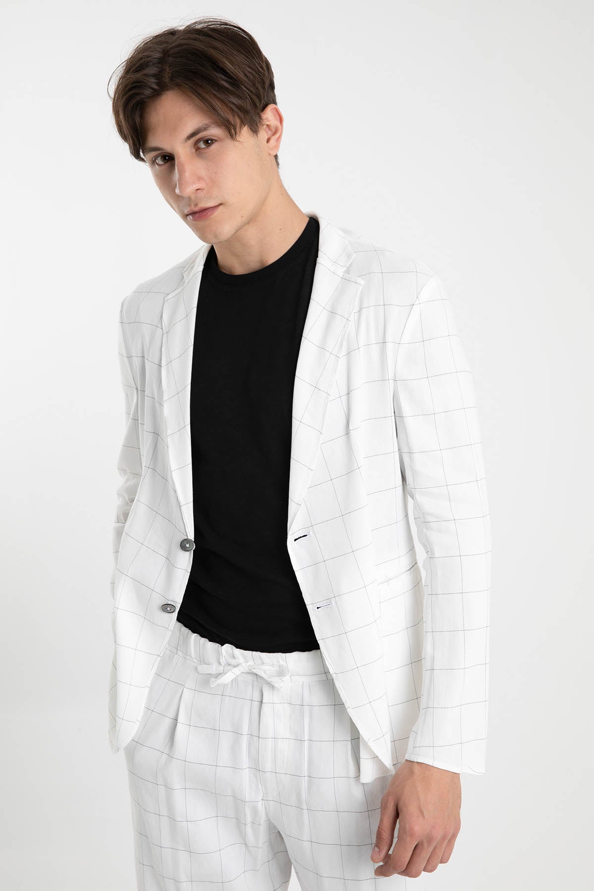 Emporio Armani Slim Fit Astarsız Kareli Ceket-Libas Trendy Fashion Store