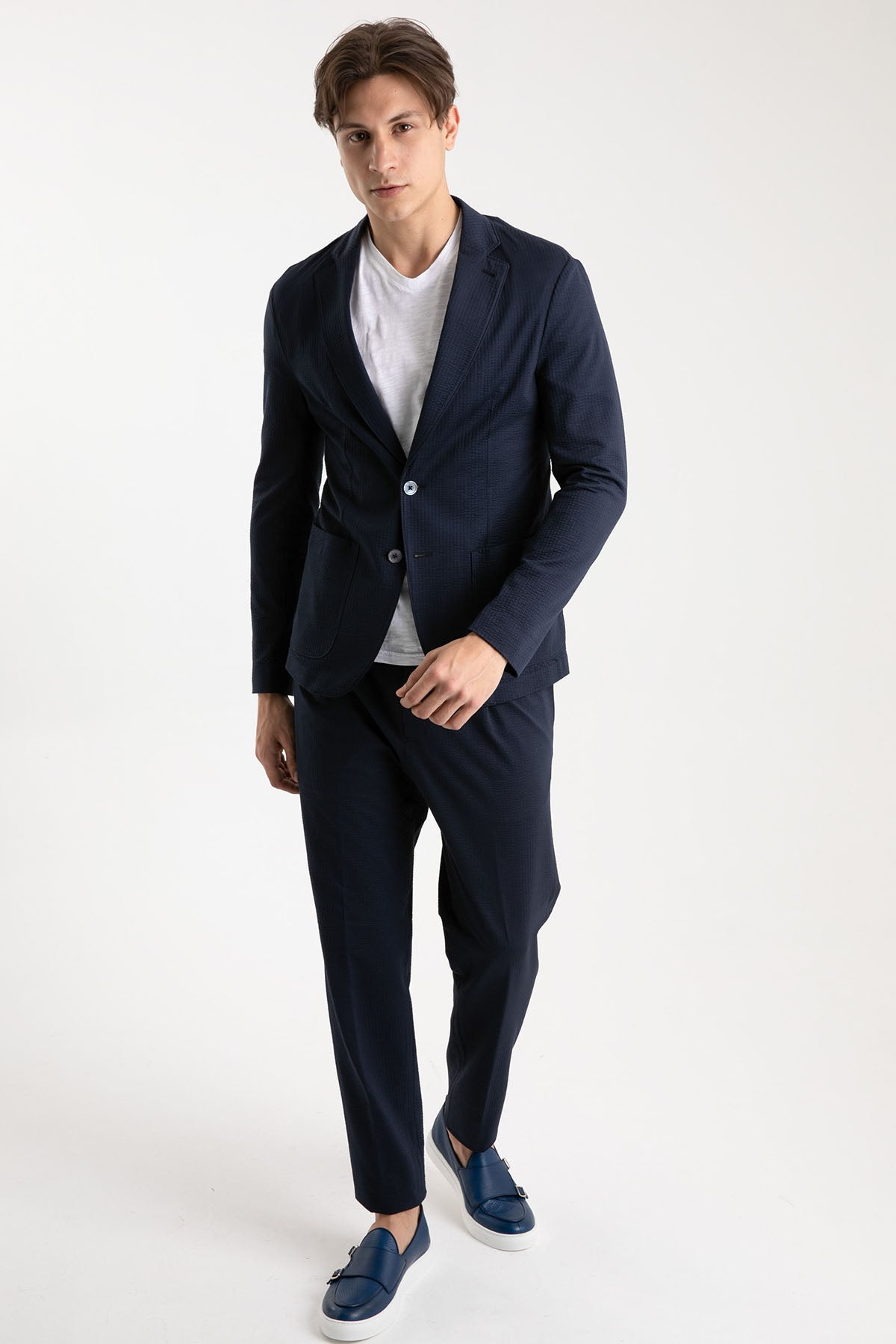 Emporio Armani Slim Fit Gofre Kumaş Astarsız Ceket-Libas Trendy Fashion Store