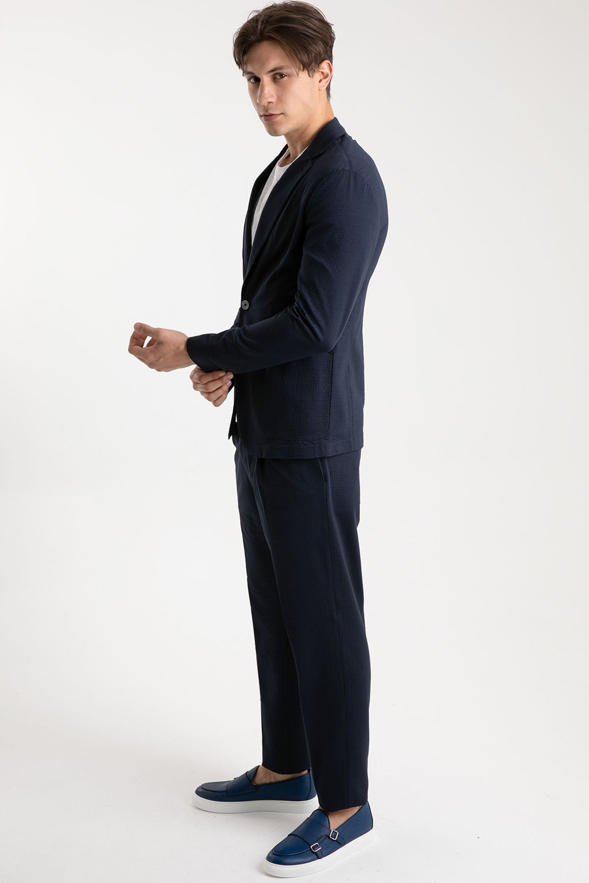 Emporio Armani Slim Fit Gofre Kumaş Astarsız Ceket-Libas Trendy Fashion Store