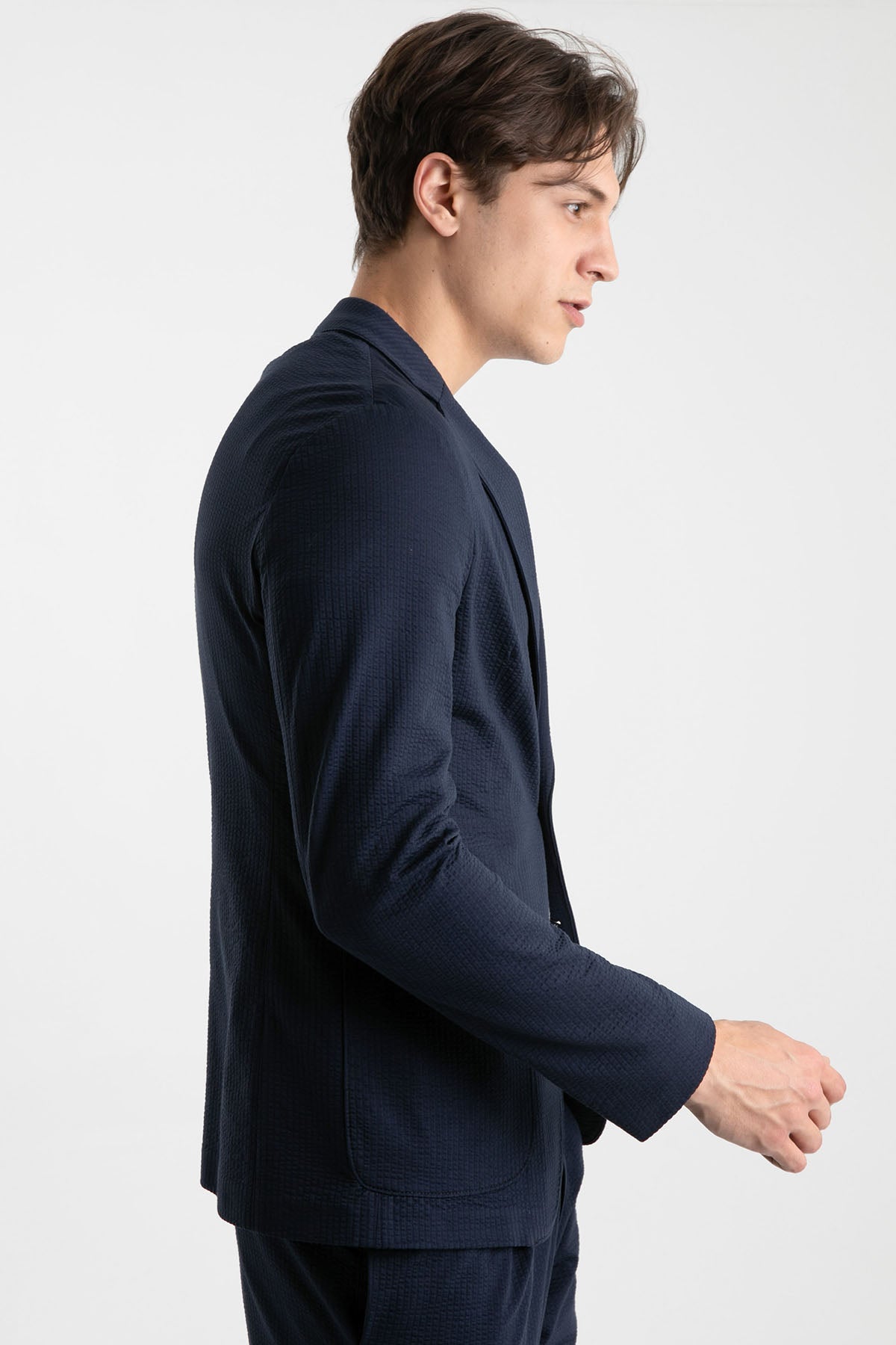 Emporio Armani Slim Fit Gofre Kumaş Astarsız Ceket-Libas Trendy Fashion Store