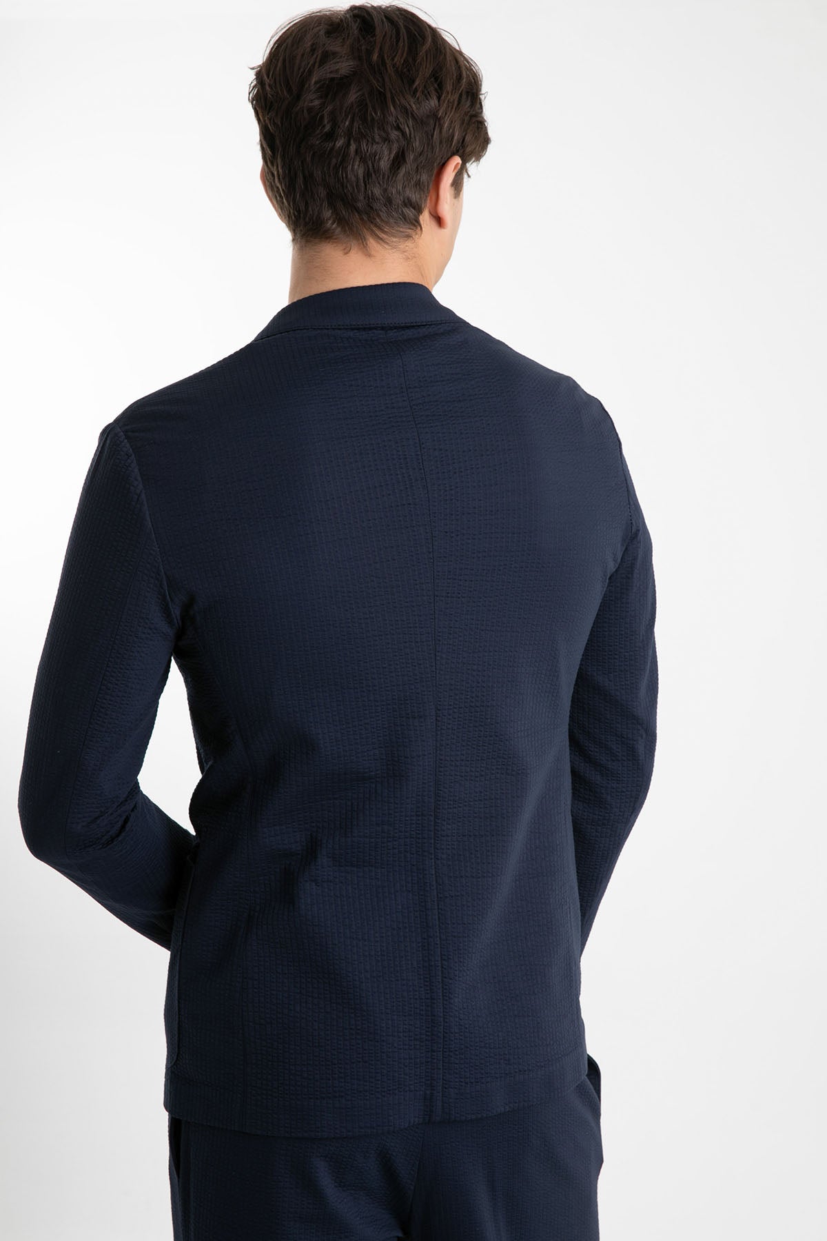 Emporio Armani Slim Fit Gofre Kumaş Astarsız Ceket-Libas Trendy Fashion Store