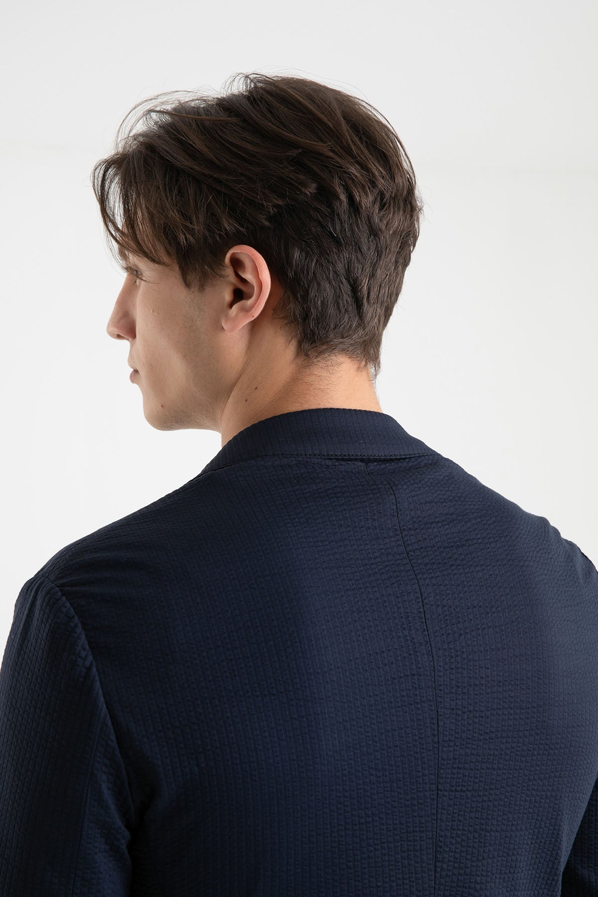 Emporio Armani Slim Fit Gofre Kumaş Astarsız Ceket-Libas Trendy Fashion Store