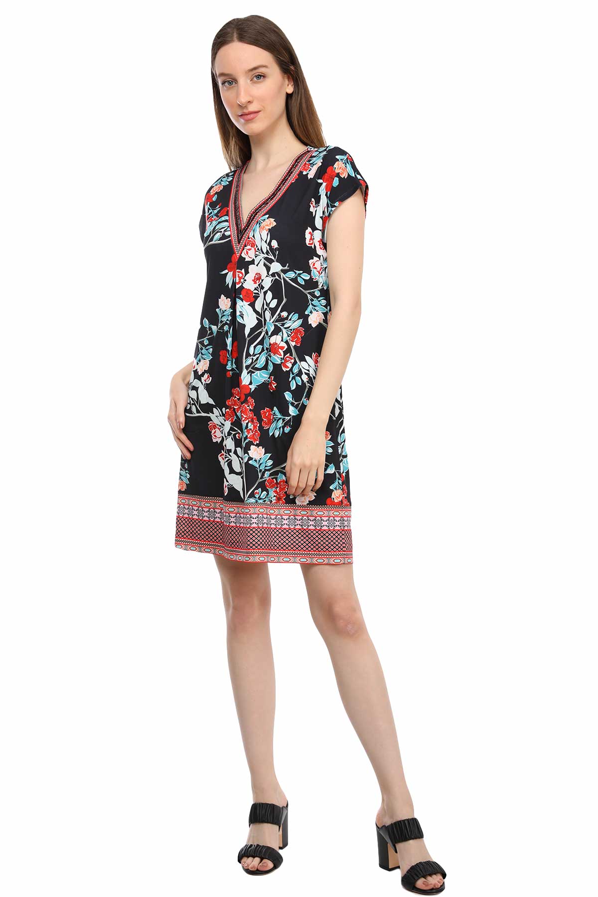 Hale Bob Çiçek Desenli Midi Elbise-Libas Trendy Fashion Store