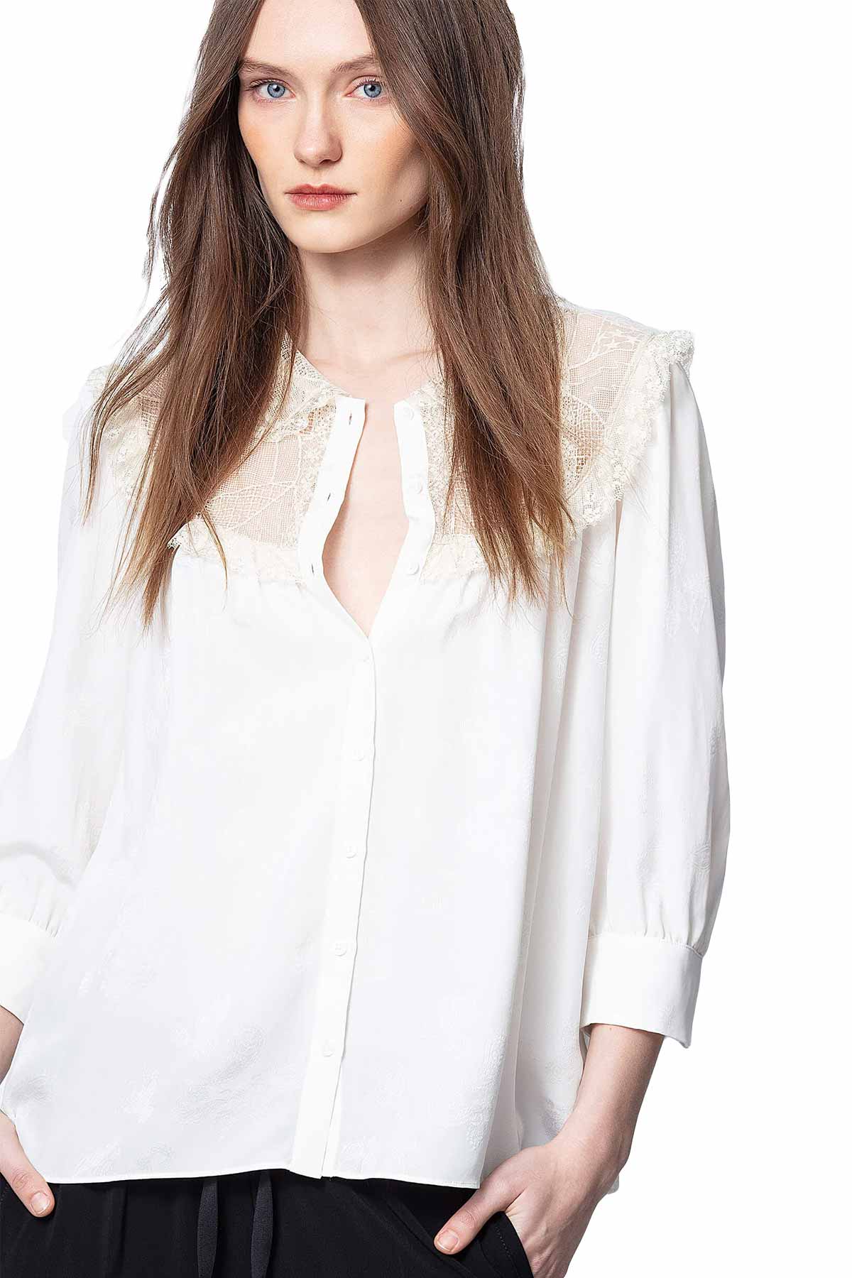 Zadig & Voltaire Dantel Detaylı İpek Gömlek-Libas Trendy Fashion Store