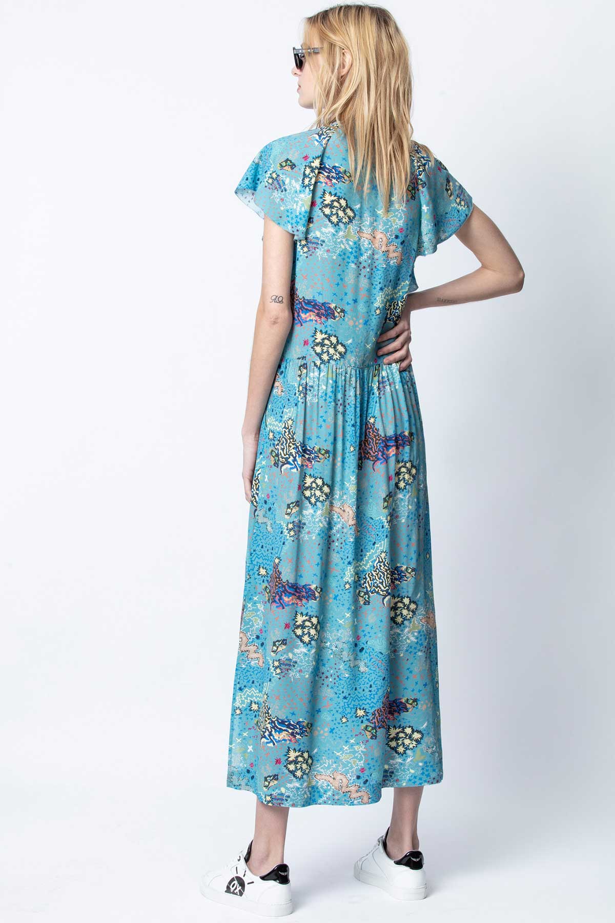 Zadig & Voltaire Desenli V Yaka Elbise-Libas Trendy Fashion Store
