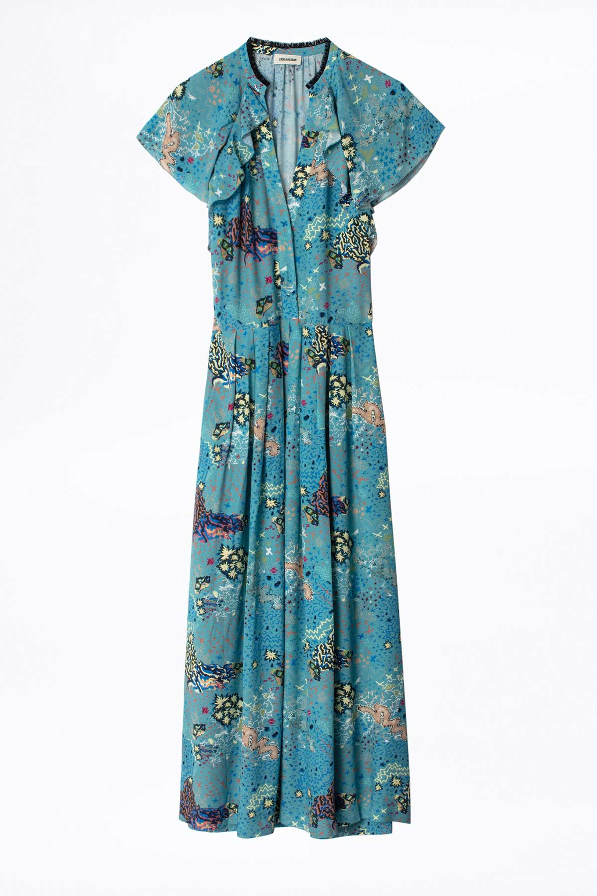 Zadig & Voltaire Desenli V Yaka Elbise-Libas Trendy Fashion Store