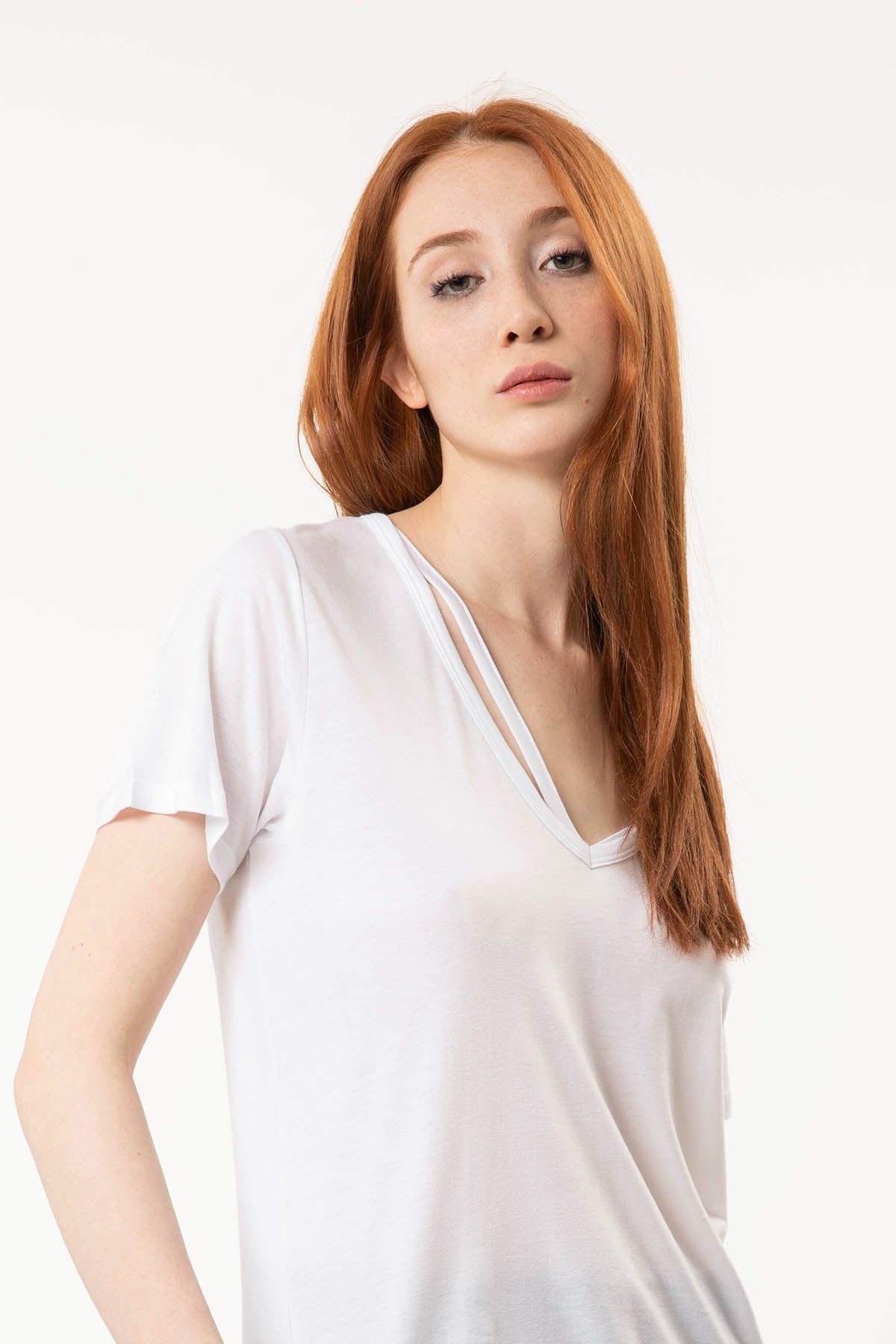 Tru Biyeli V Yaka T-shirt-Libas Trendy Fashion Store