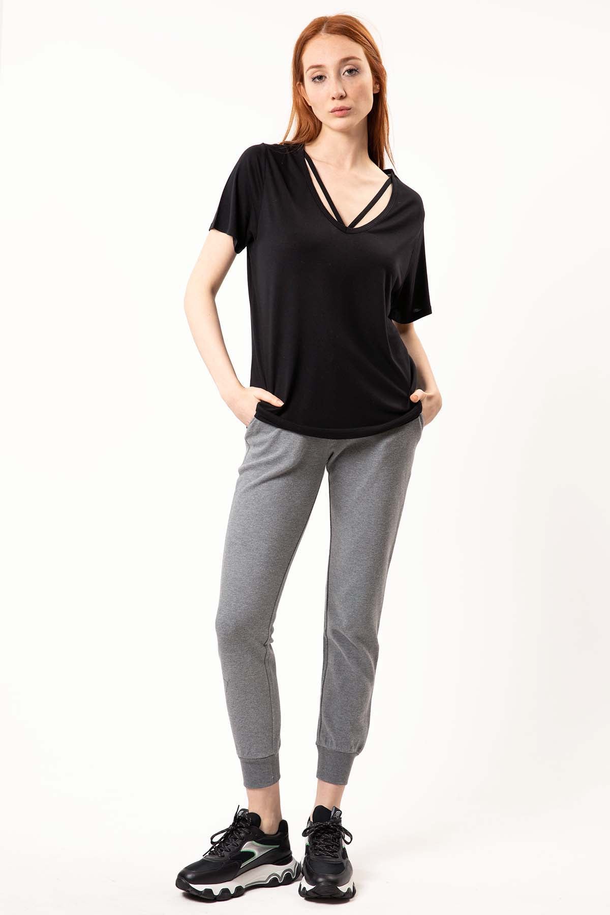 Tru Biyeli V Yaka T-shirt-Libas Trendy Fashion Store