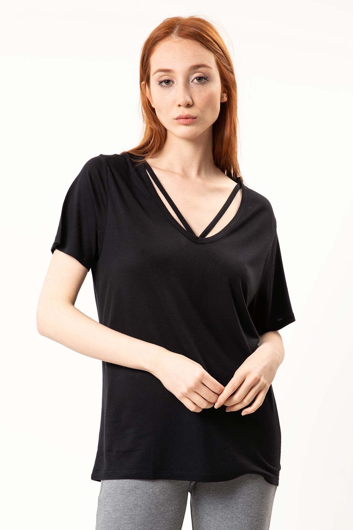 Tru Biyeli V Yaka T-shirt-Libas Trendy Fashion Store