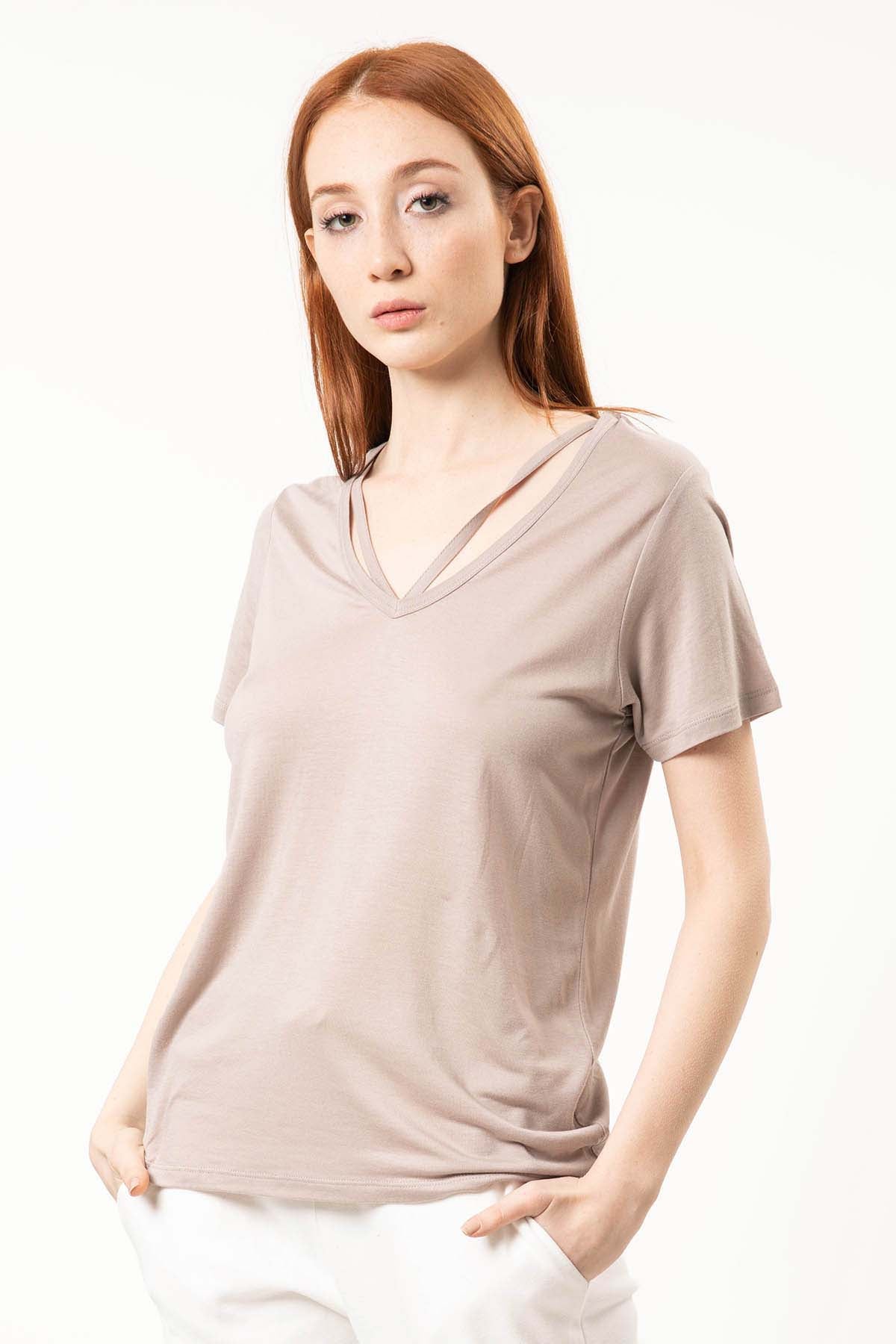 Tru Biyeli V Yaka T-shirt-Libas Trendy Fashion Store