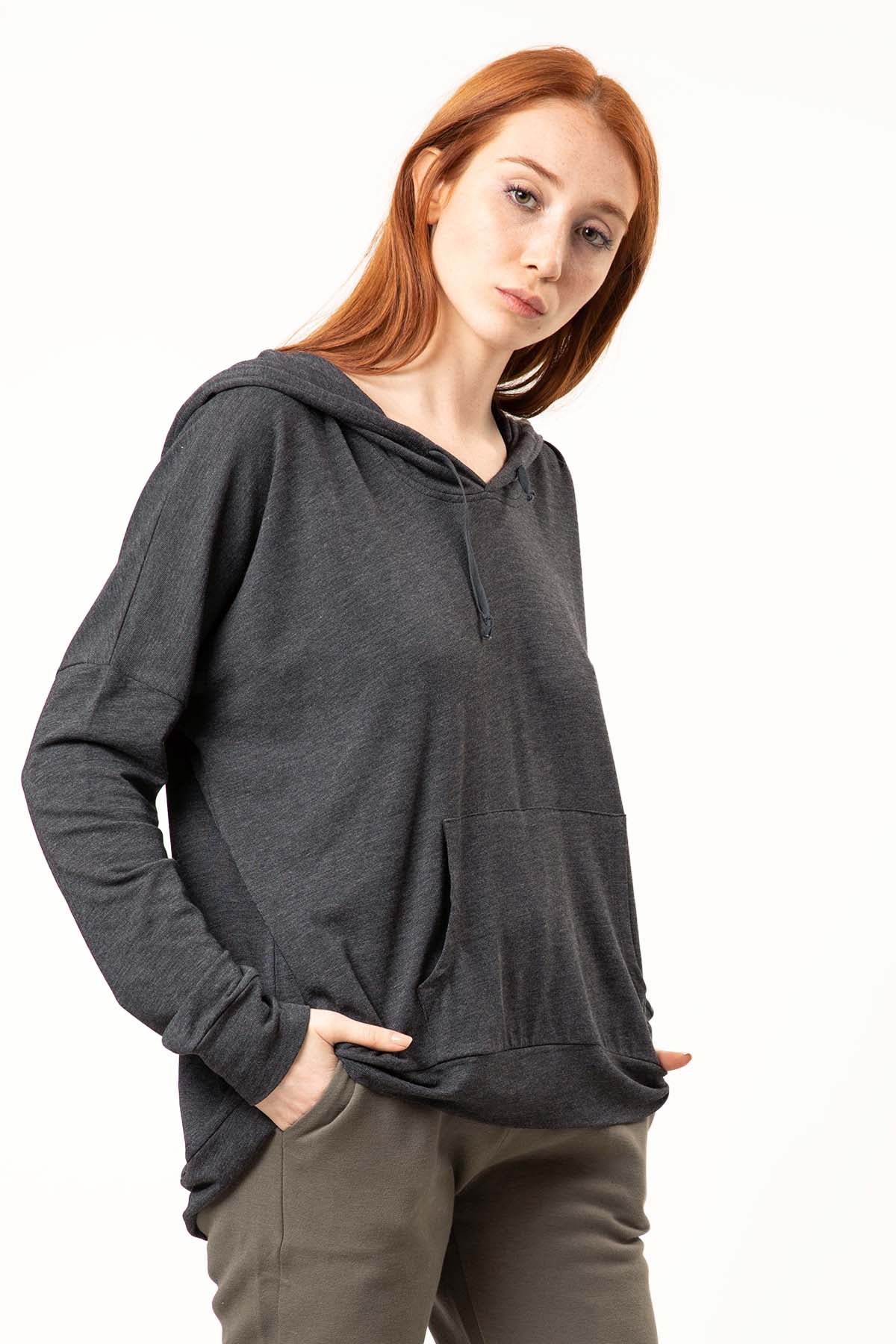 Tru Kapüşonlu İnce Kumaş Sweatshirt-Libas Trendy Fashion Store